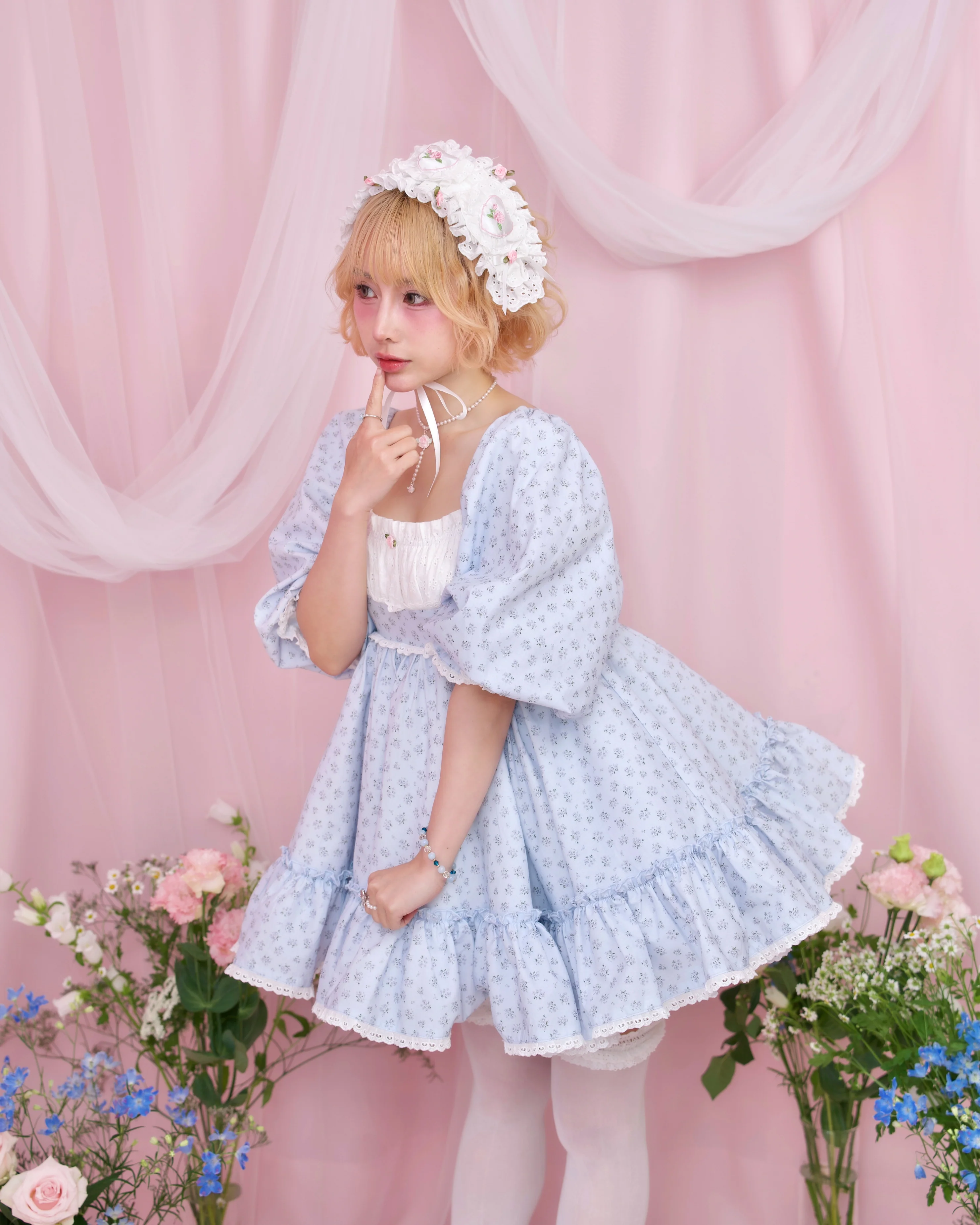 Lost in the Garden Babydoll Dress - Blue // PREORDER - Image 4