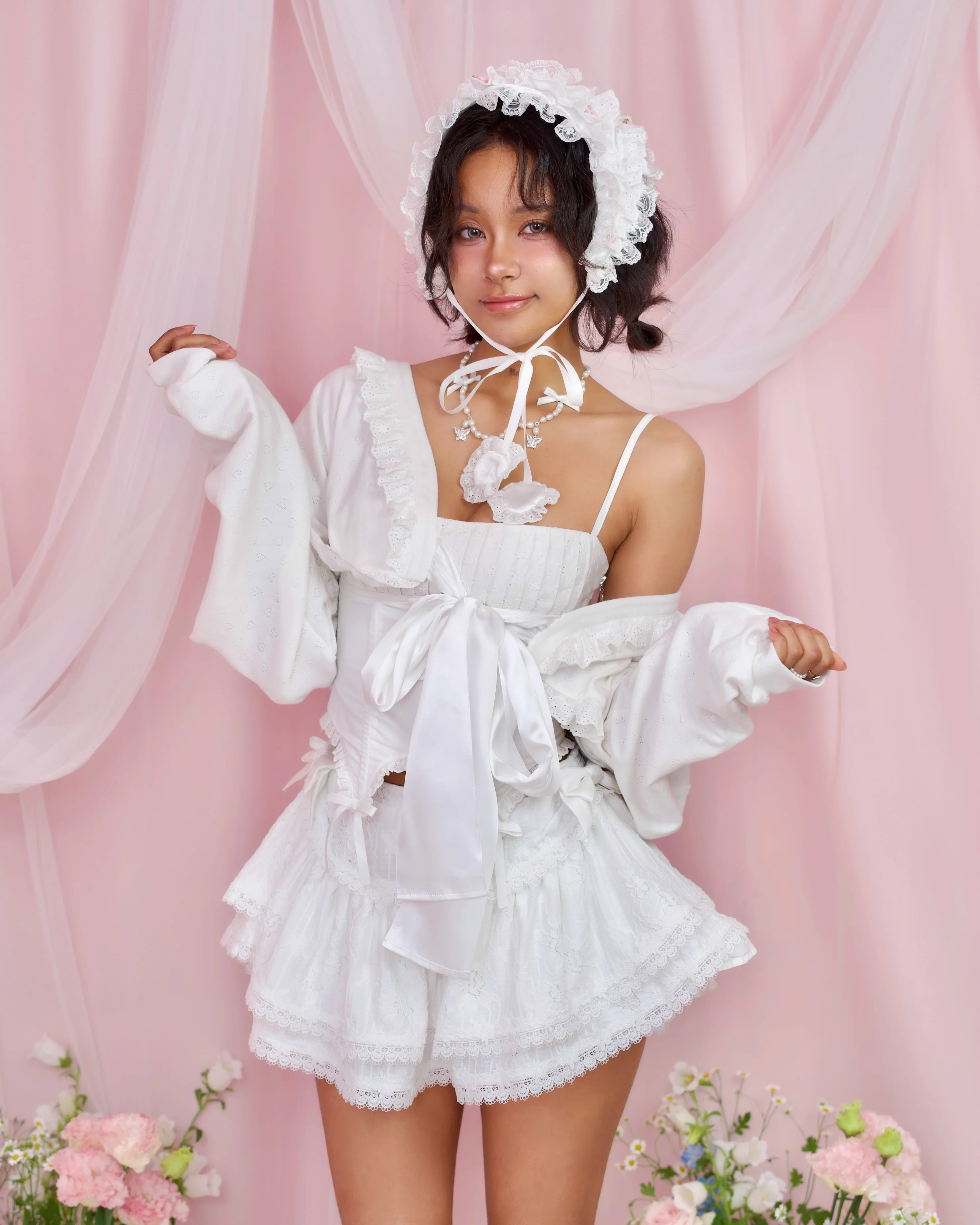 Yours Truly Ribbon Cardigan - White // PREORDER - Image 4