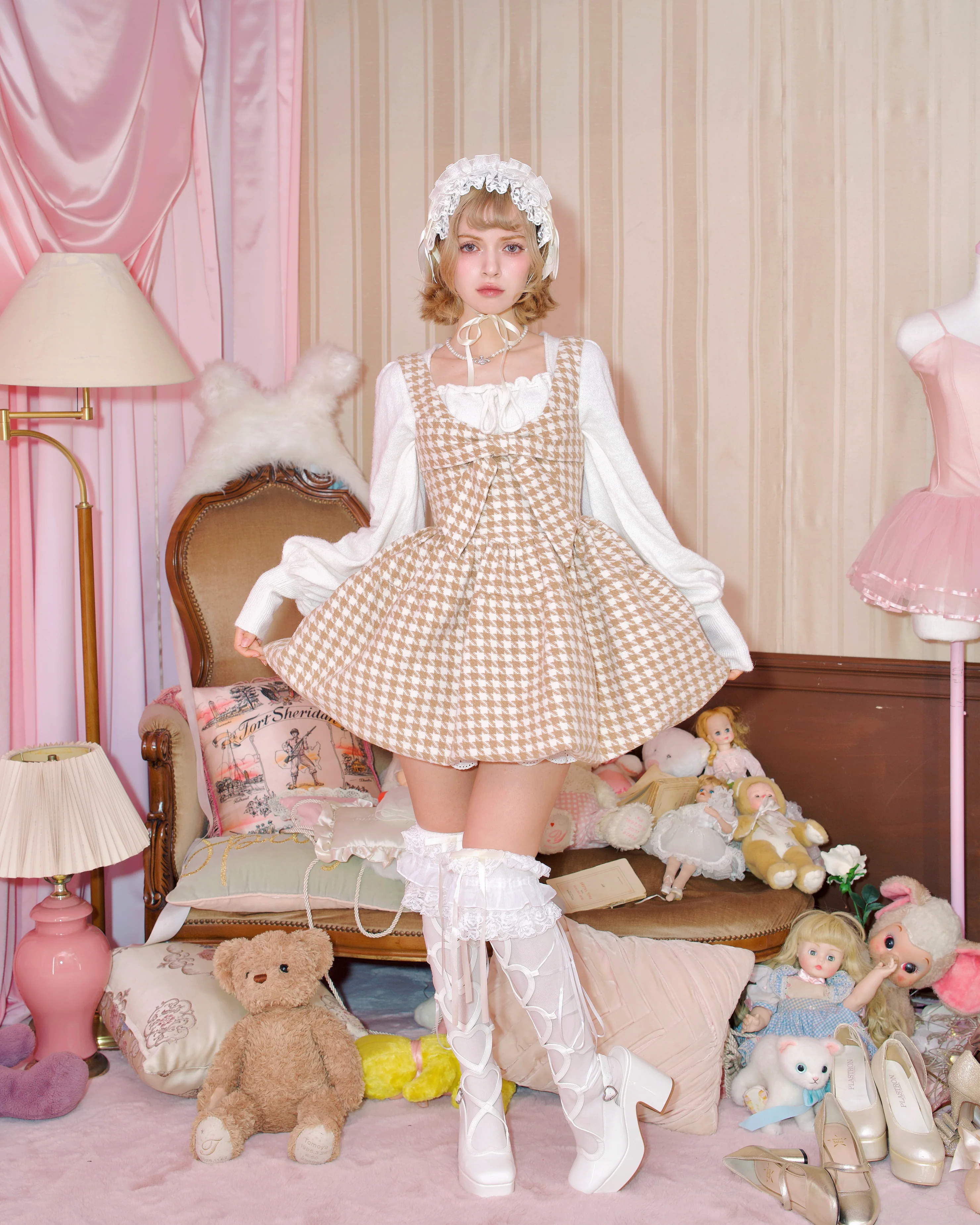 Chérie Ribbon Dress - Brown - Image 3