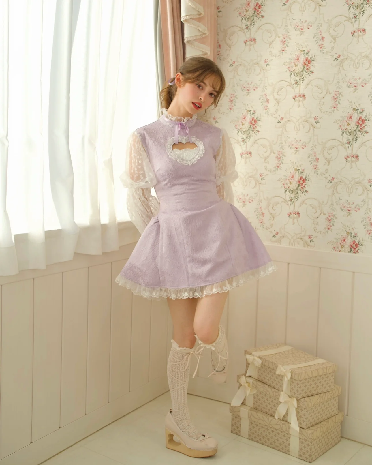 Cherub's Touch Heart Cutout Dress LILAC - Image 4