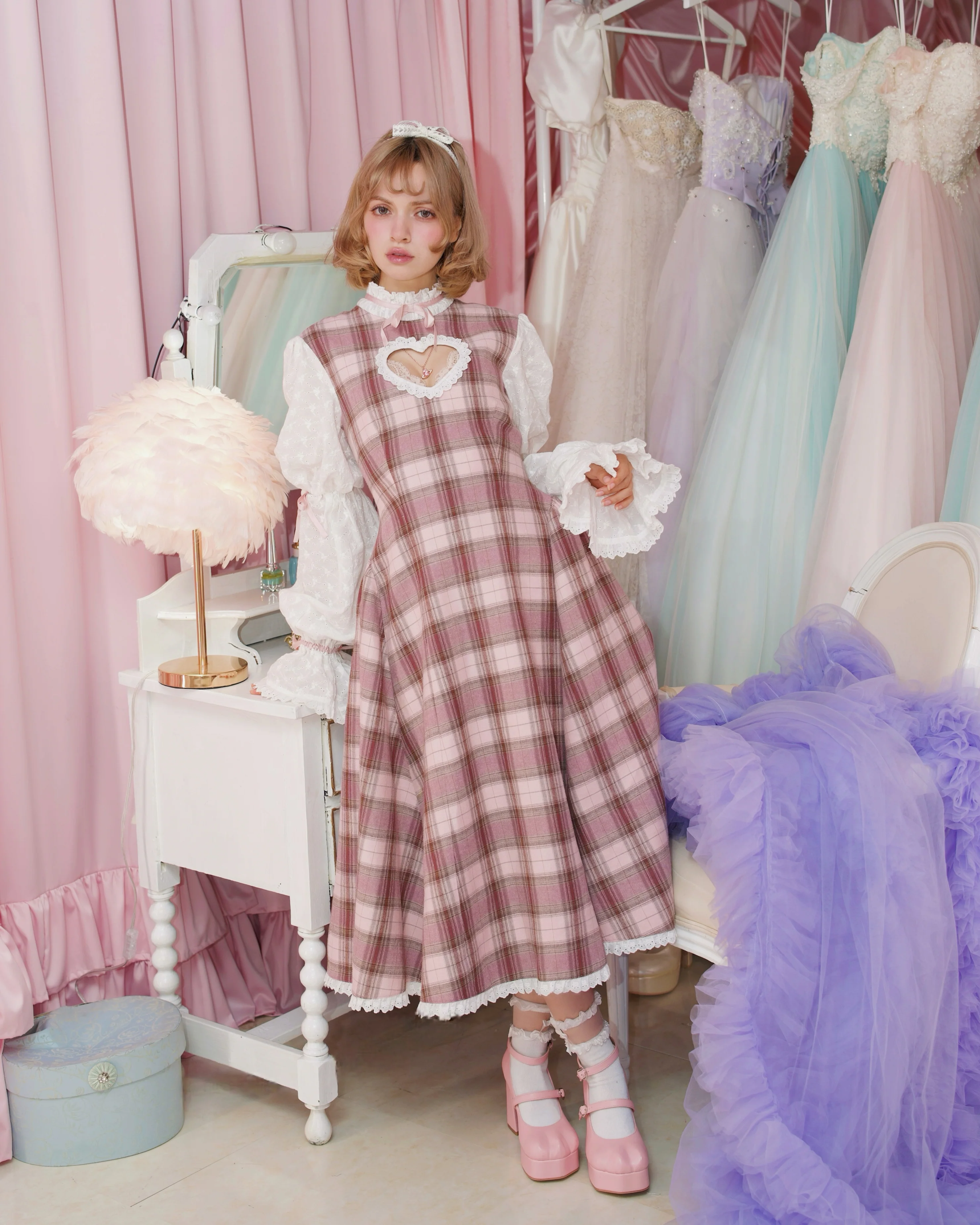 Seraph’s Embrace Heart Cutout Long Dress - Pink - Image 3