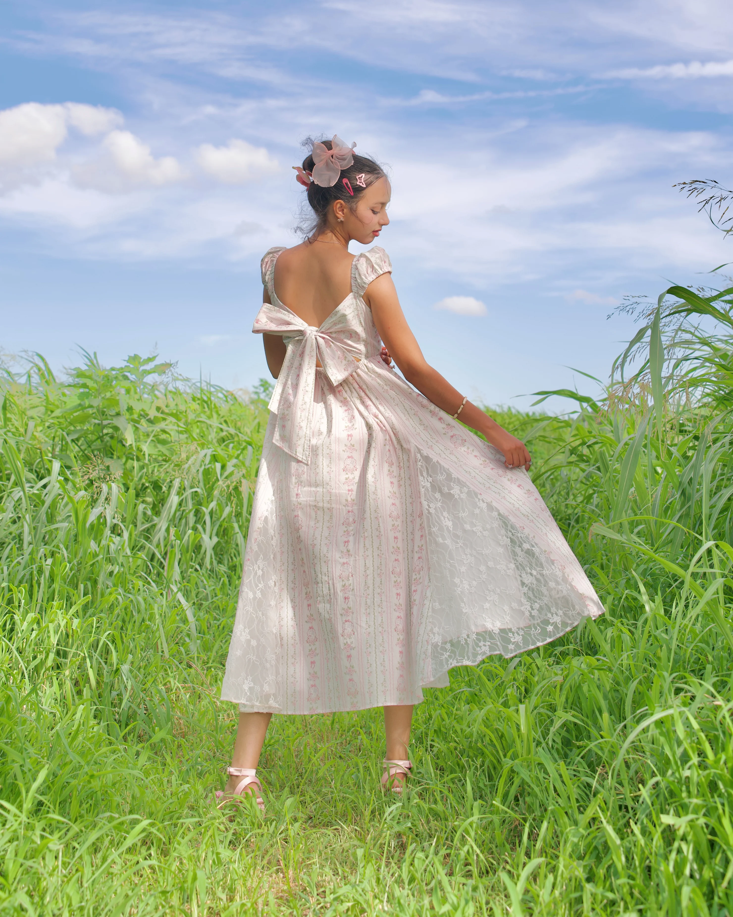 Everbloom Lace Peekaboo Dress // Bunny Pink - Image 3
