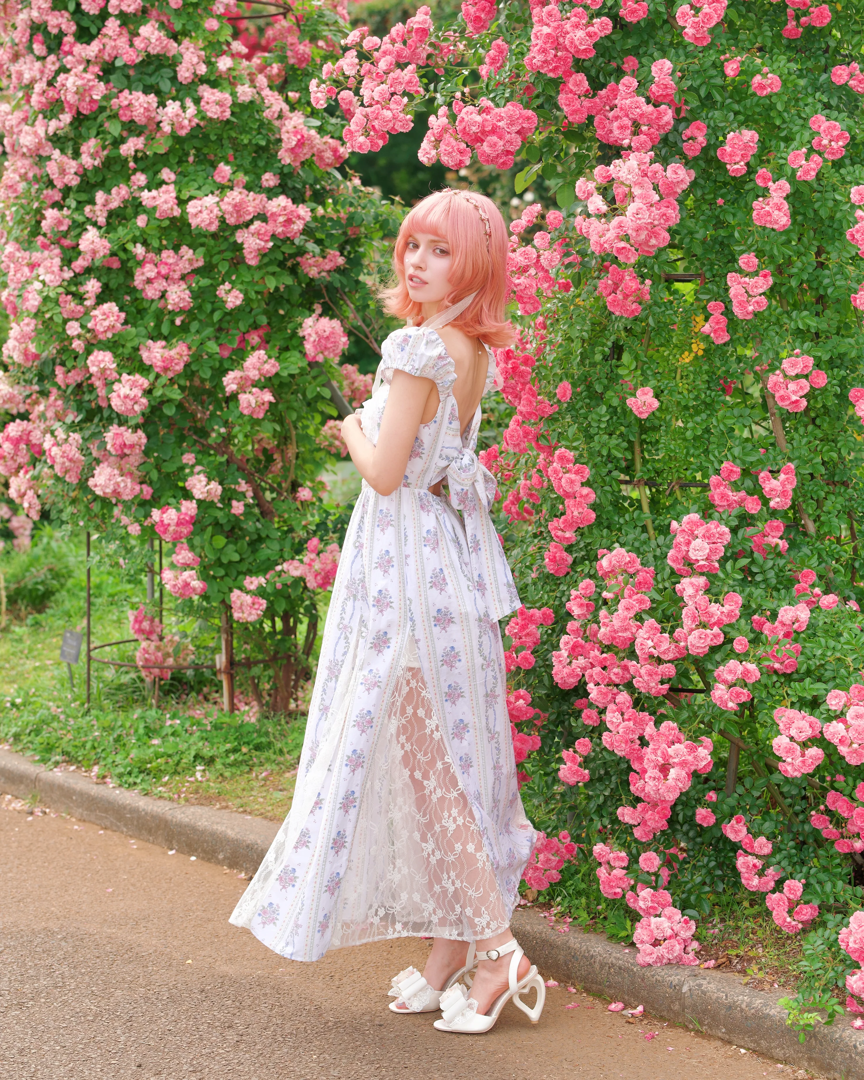 Everbloom Lace Peekaboo Dress // Floral Rose - Image 3