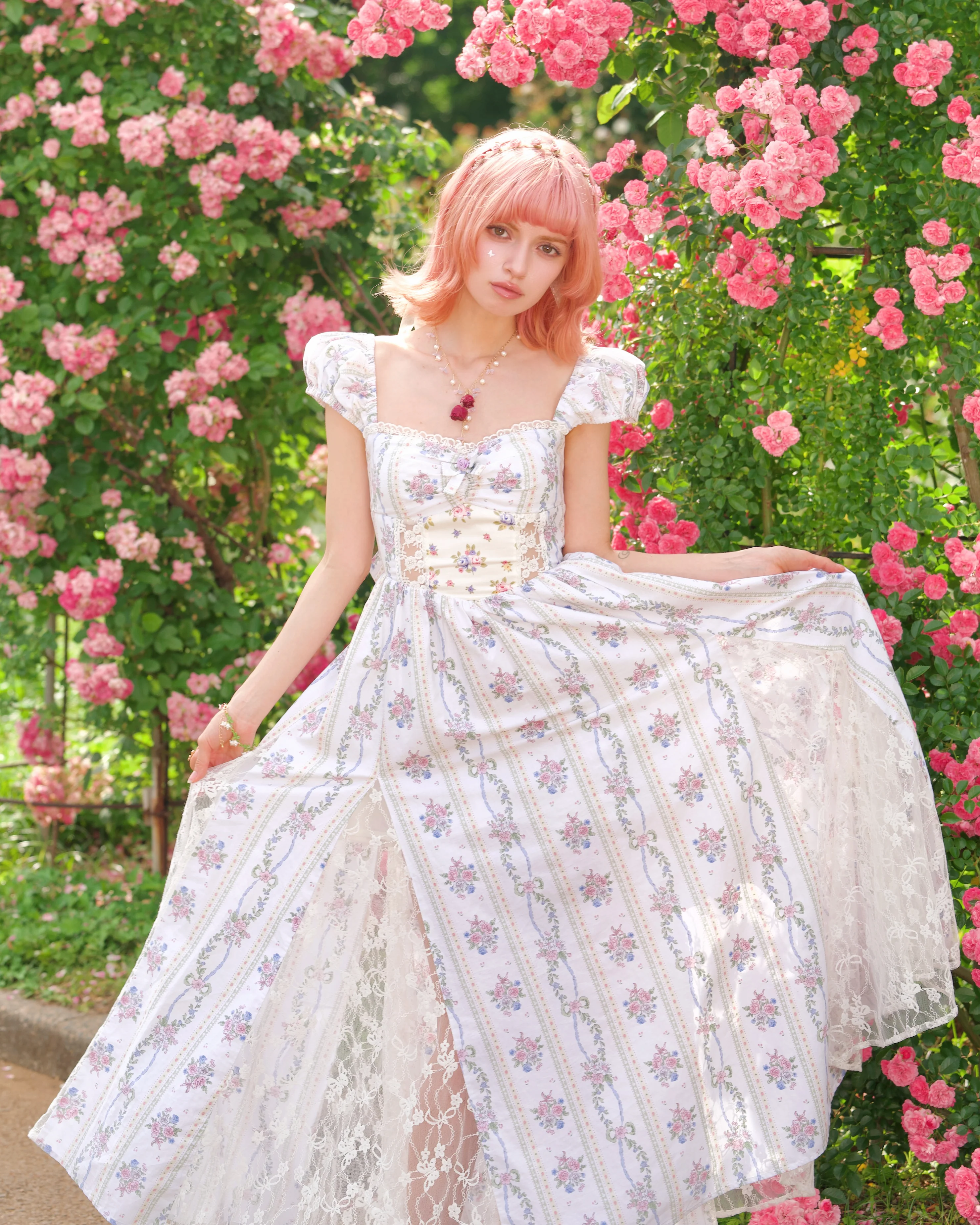 Everbloom Lace Peekaboo Dress // Floral Rose - Image 6