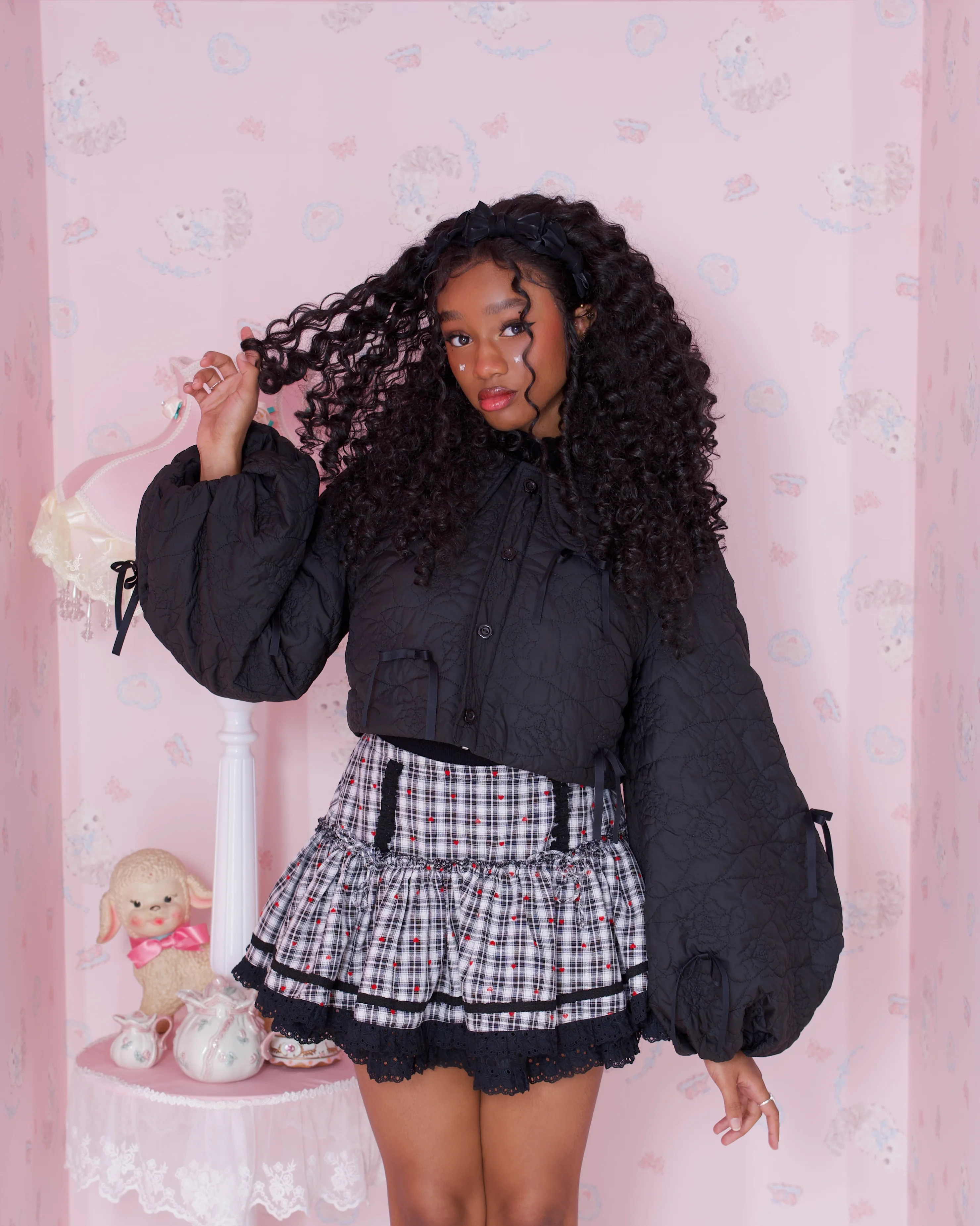 Ribboned Angel’s Puff Jacket - Black - Image 2
