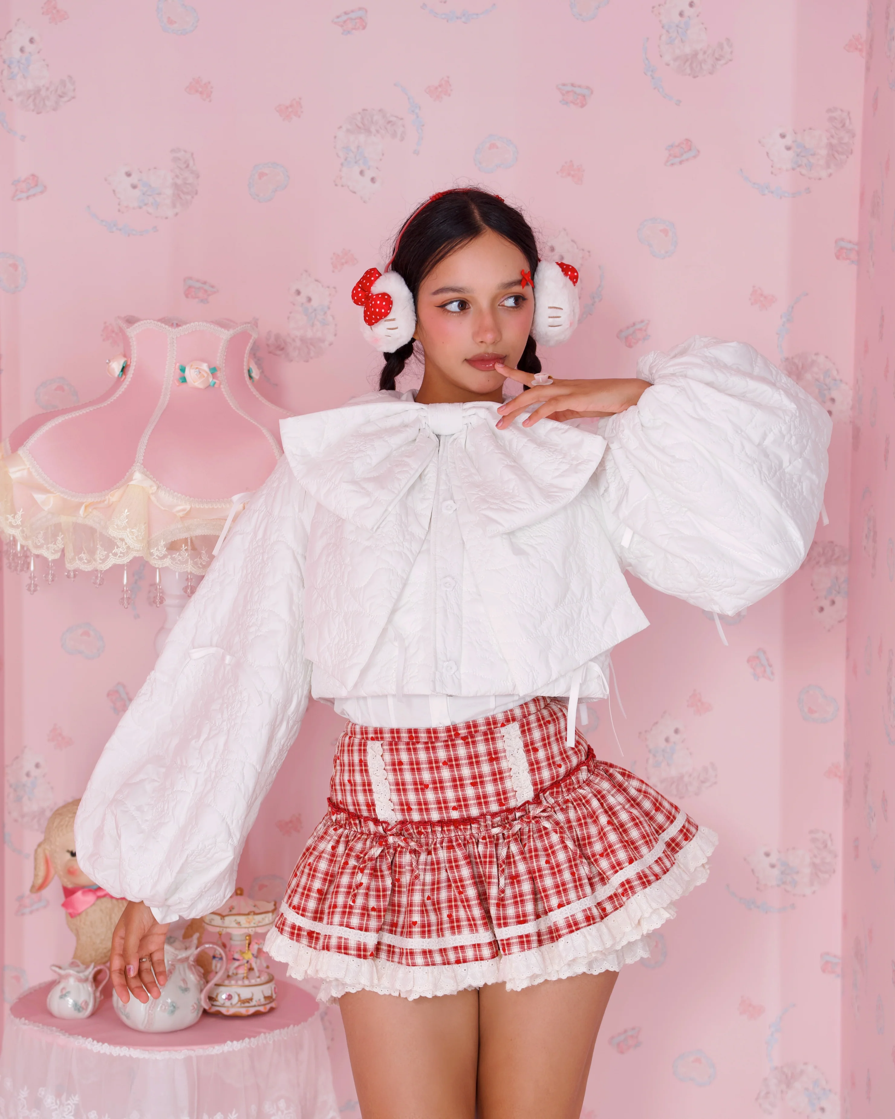 Ribboned Angel’s Puff Jacket - White - Image 2