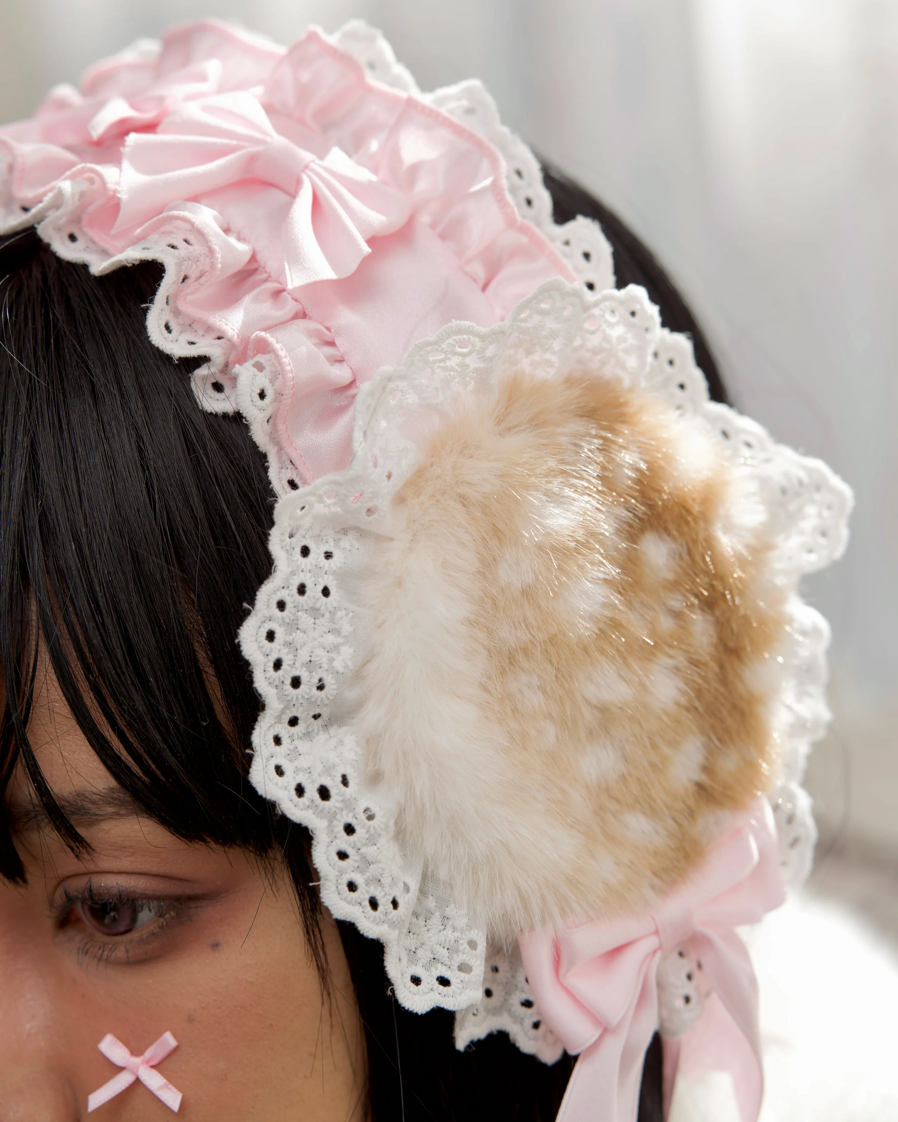 Winterbelle's Bow Ear Warmer - Fawn Brown x Pink - Image 5