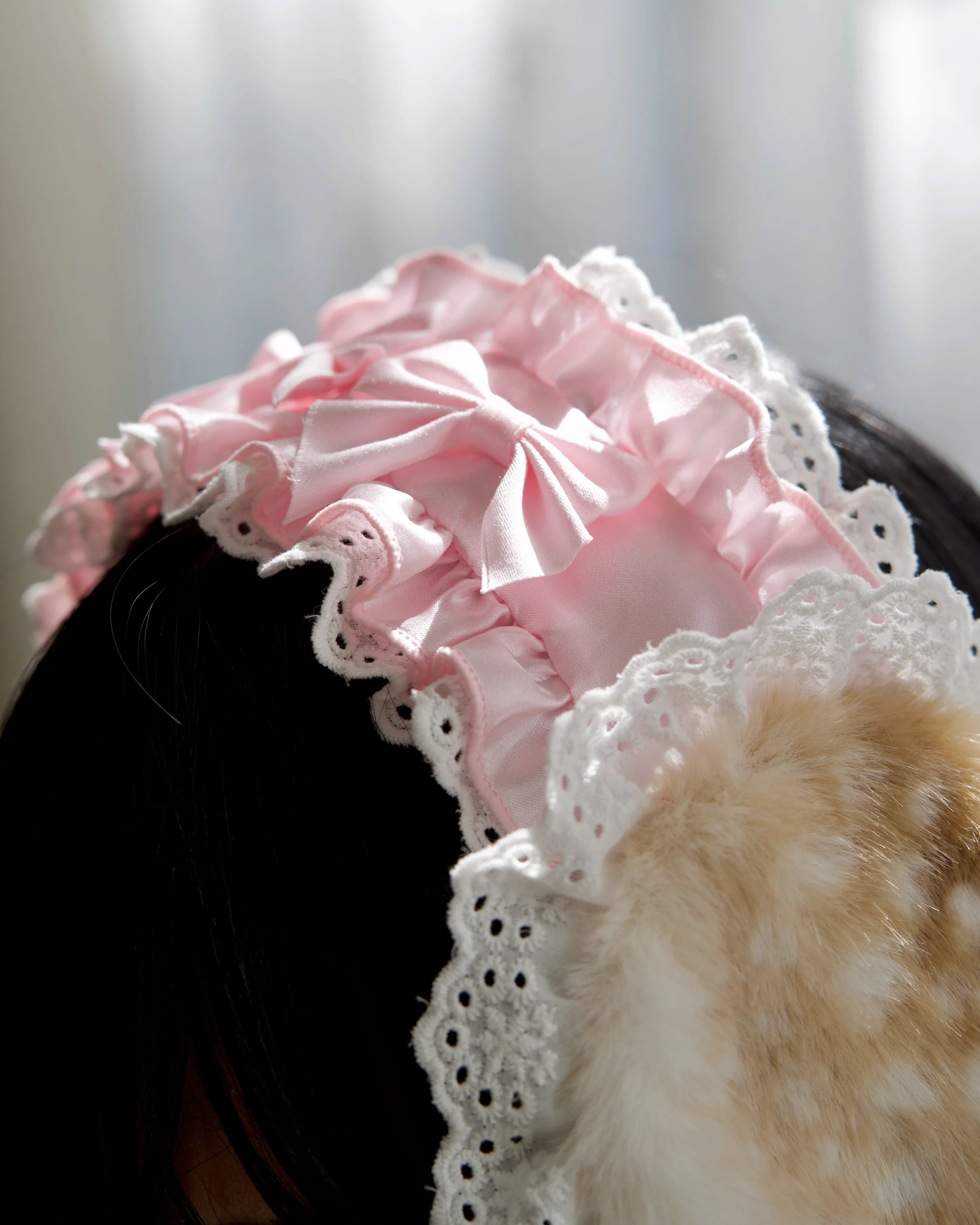 Winterbelle's Bow Ear Warmer - Fawn Brown x Pink - Image 6