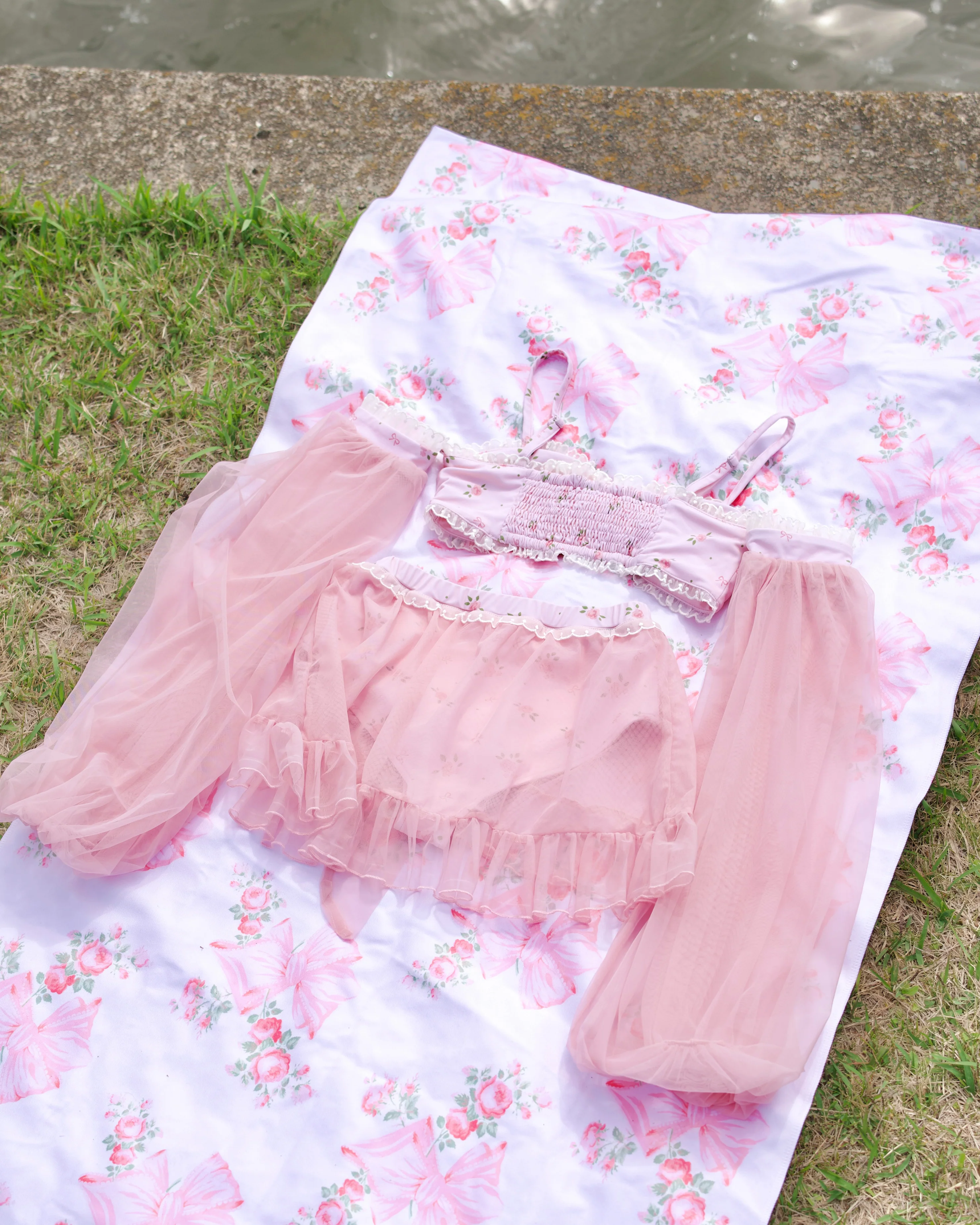 Flutters in the Breeze Two Piece Swimsuit Pink TOP - Image 5