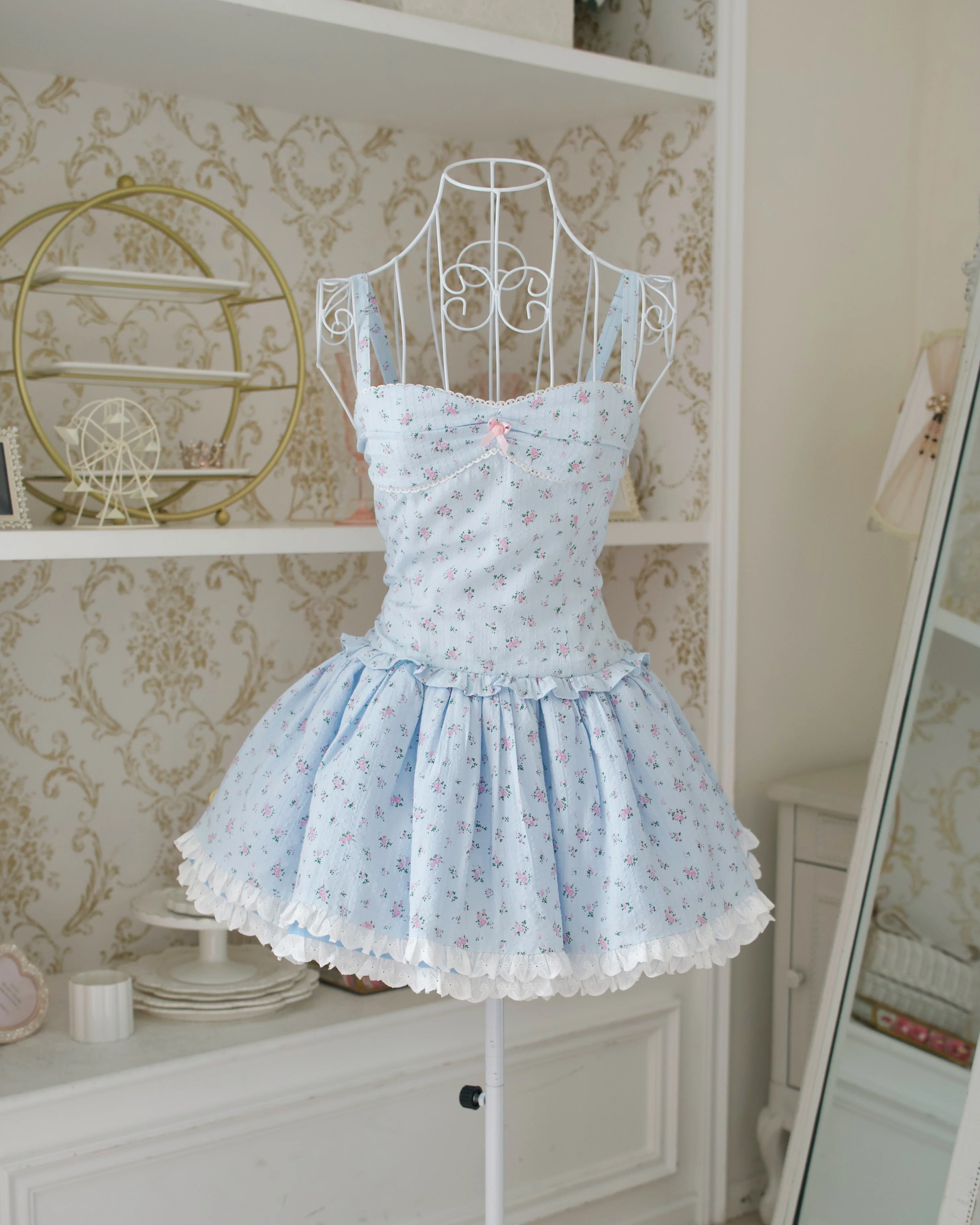 Garden Ballerina Mini Dress Blue - Image 6