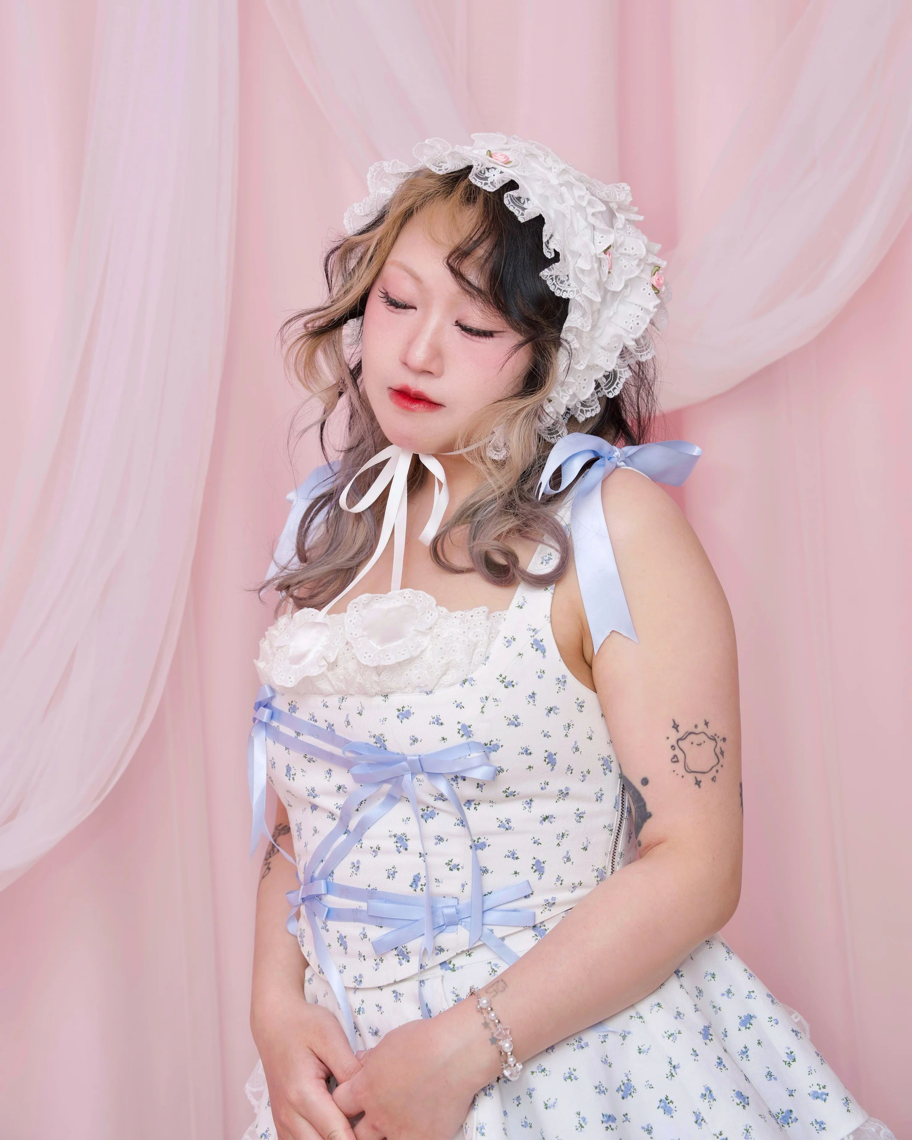 Gift Wrap Corset Blouse - Blue - Image 3