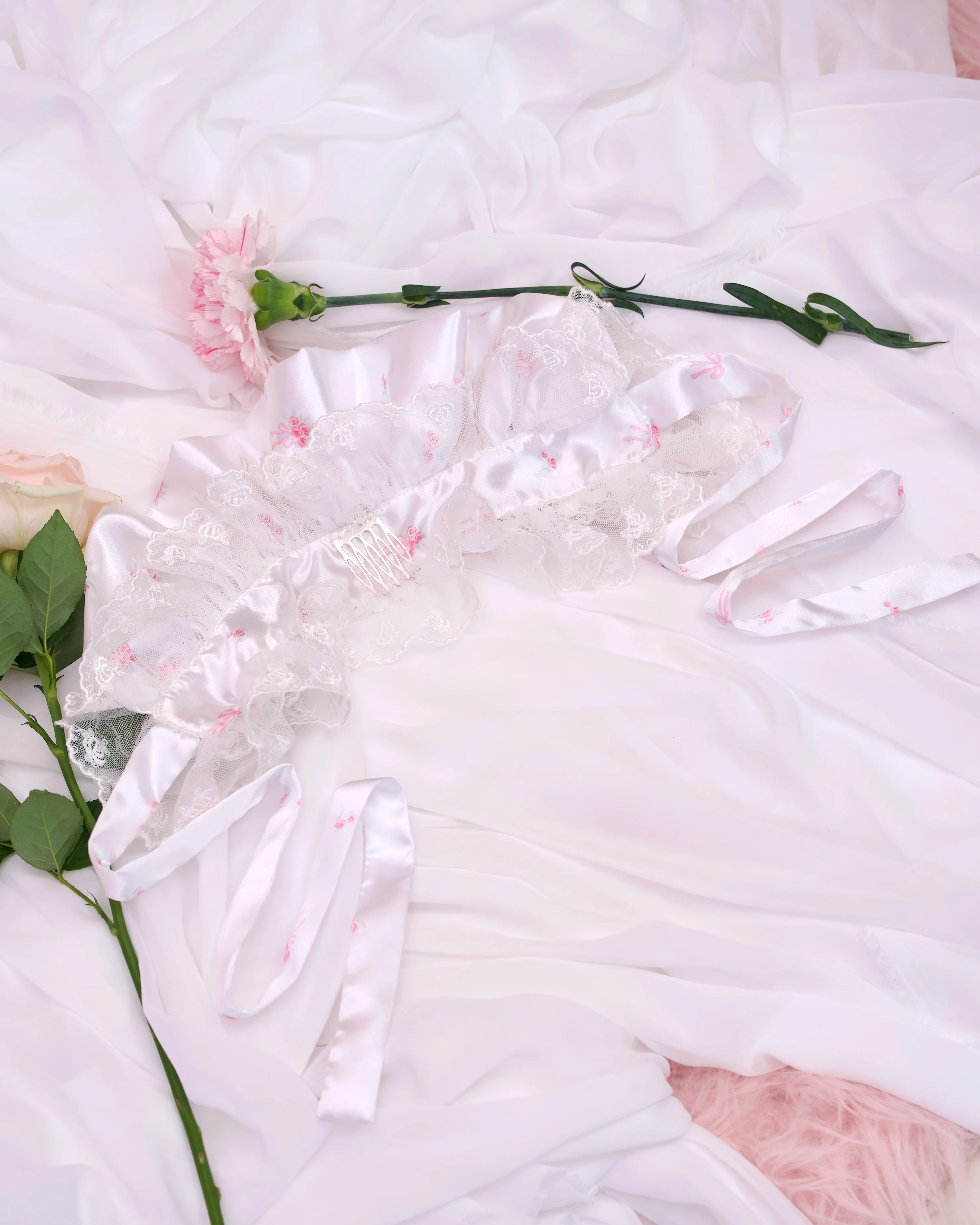 Rosette Ruffle Bonnet - White // PREORDER - Image 7