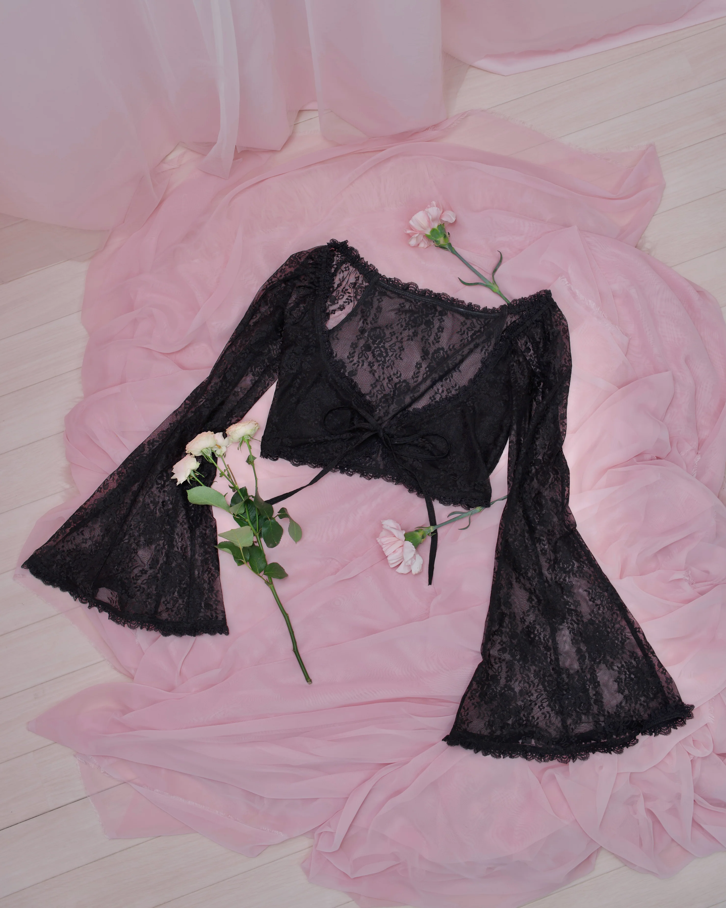 Whisper Lace Layering Bolero - Black - Image 4