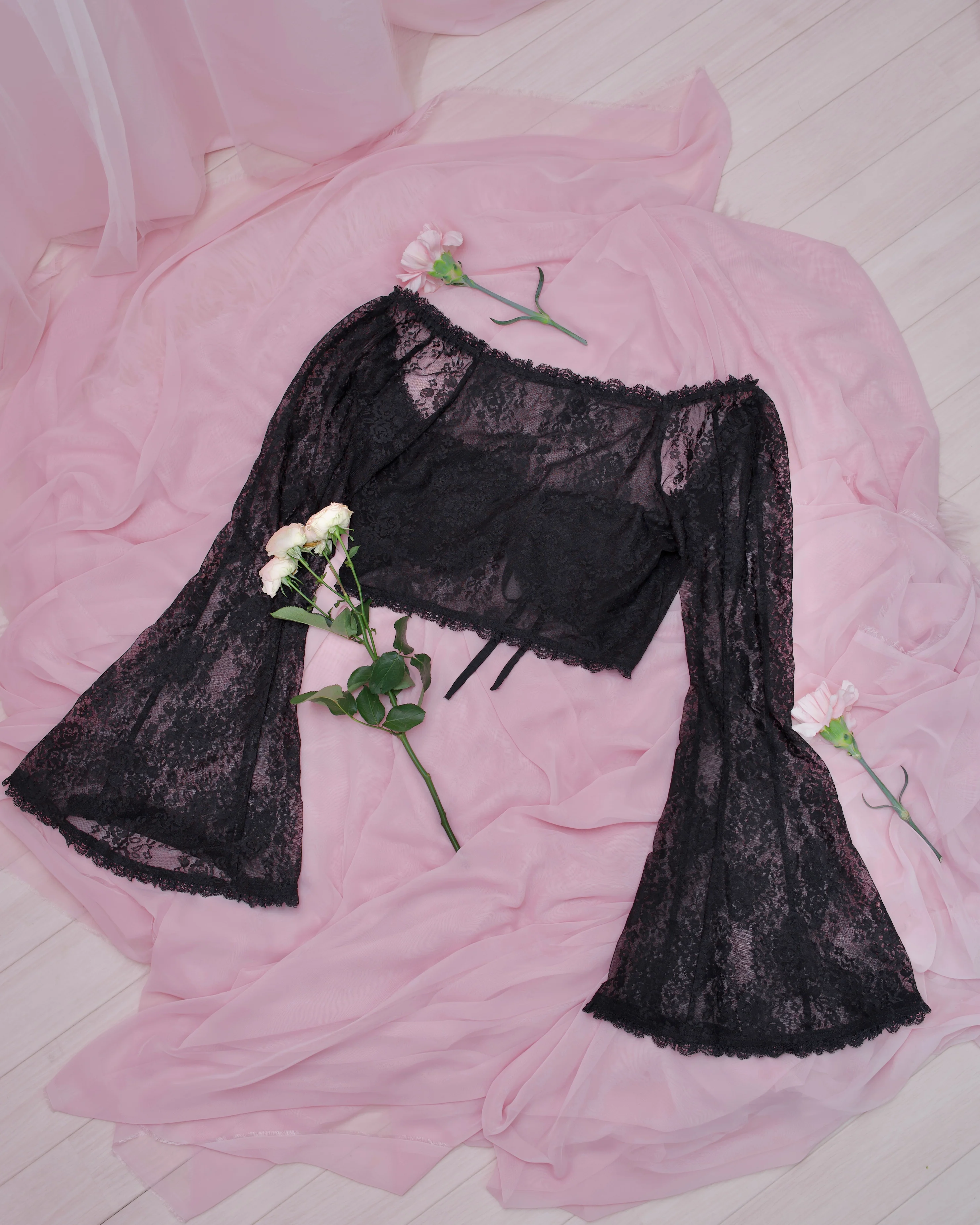 Whisper Lace Layering Bolero - Black - Image 5