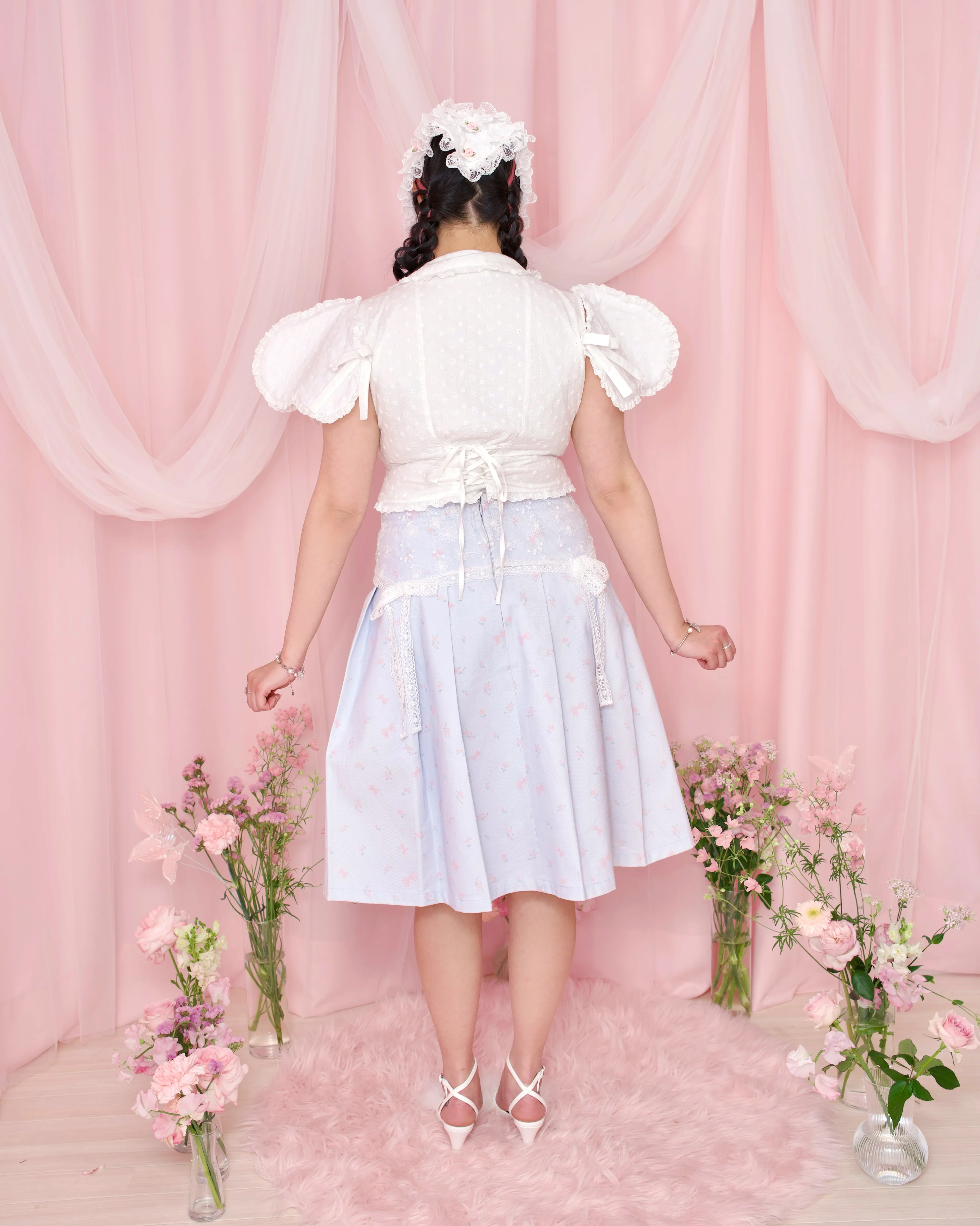 Love Note Long Pleated Skirt - Blue - Image 4