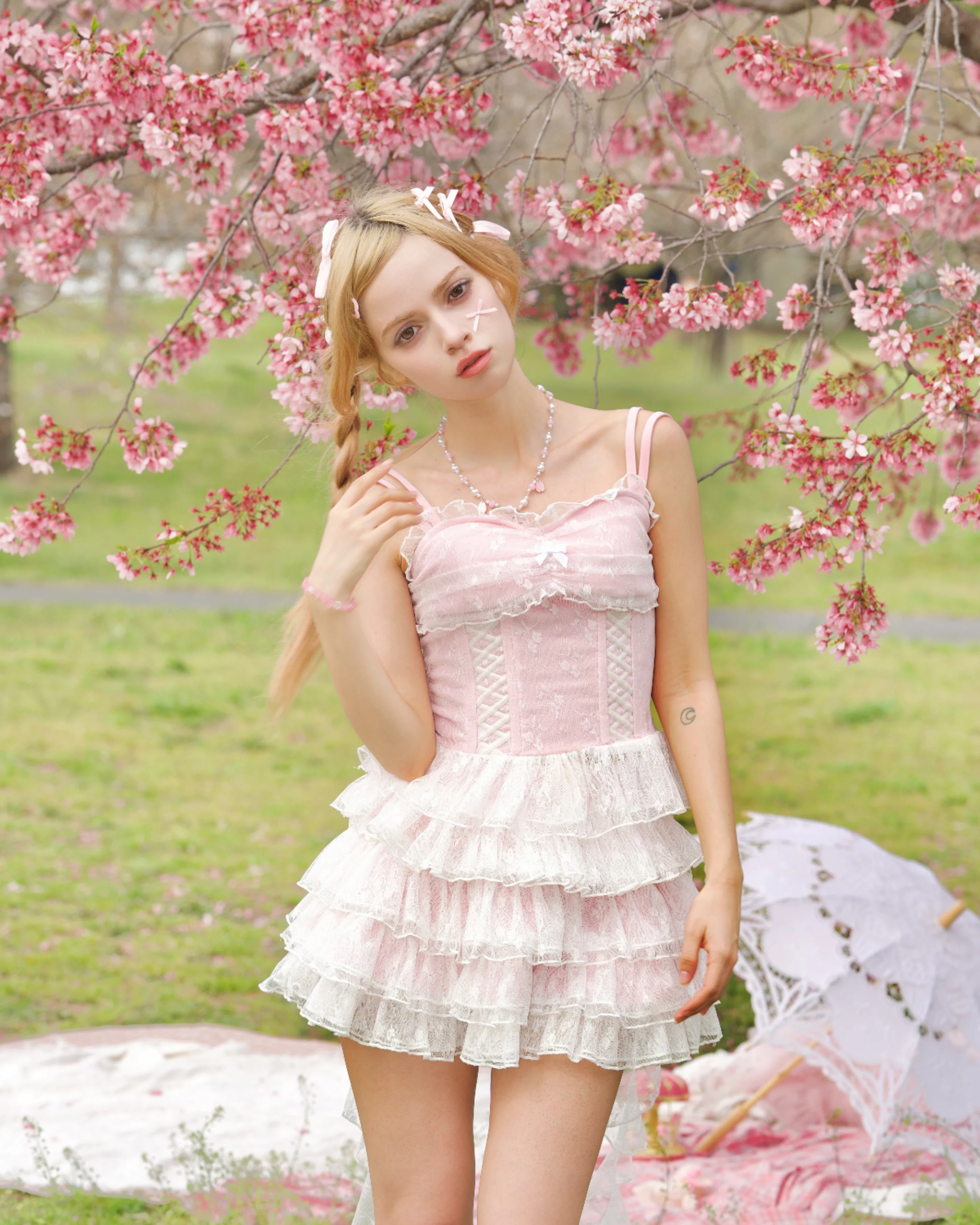 Morpho Corset Set Top Pink