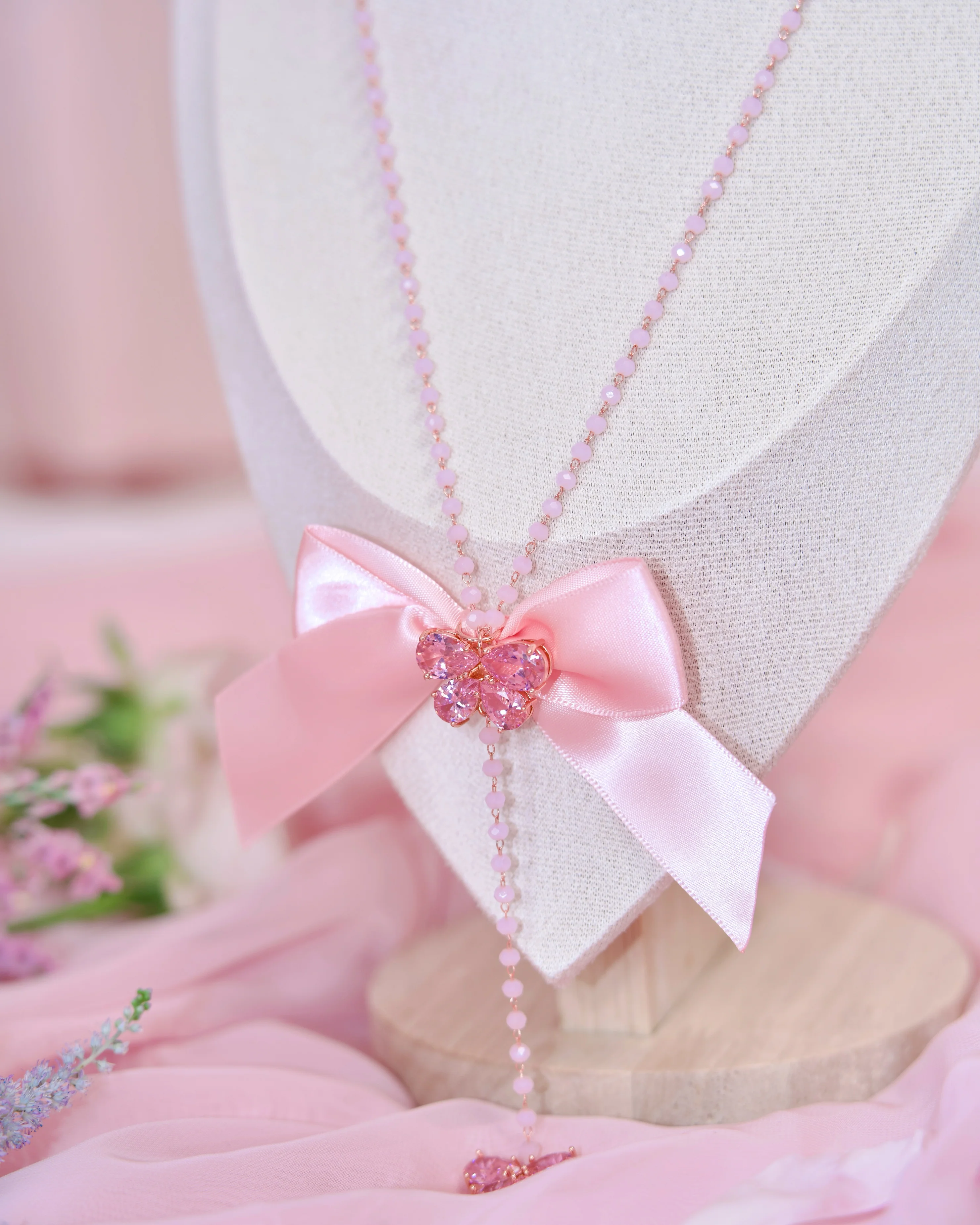 Butterfly Ribbon Necklace - Rose Gold - Image 2