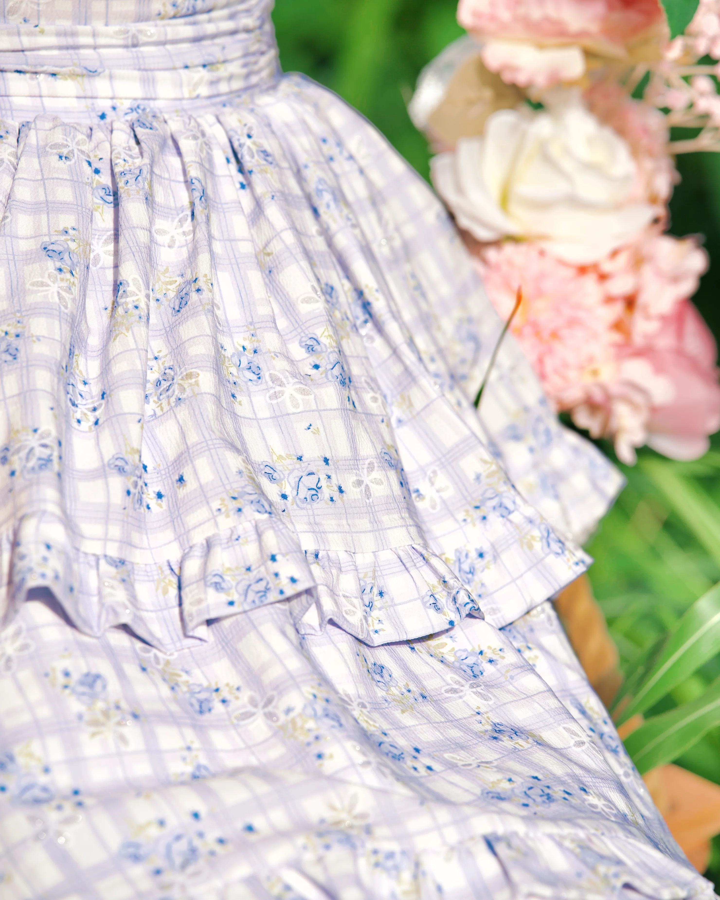 Ribbon Sweetheart Long Layer Dress Blue - Image 5