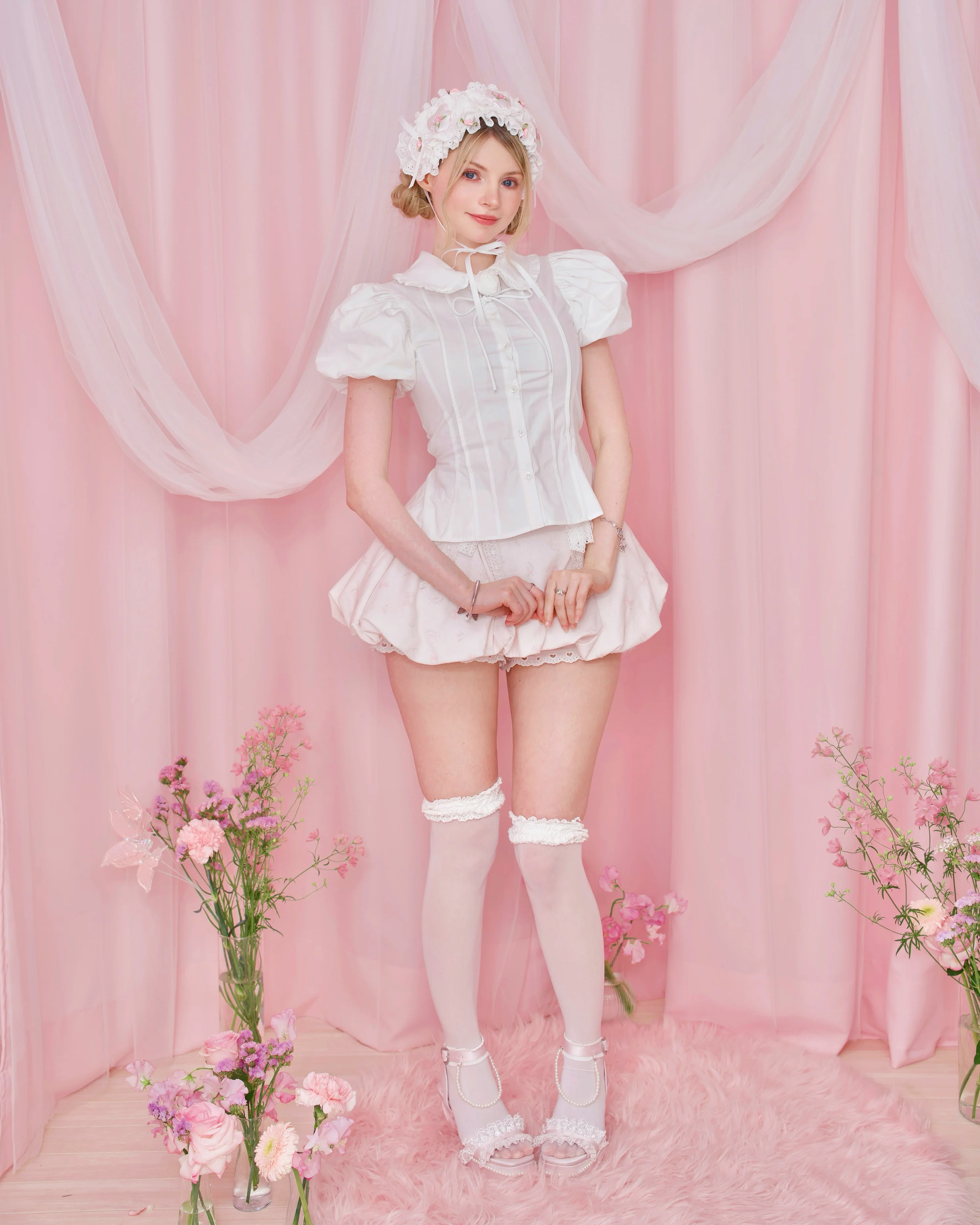 Rosa D'Amour Shortsleeve Blouse - White // PREORDER - Image 4