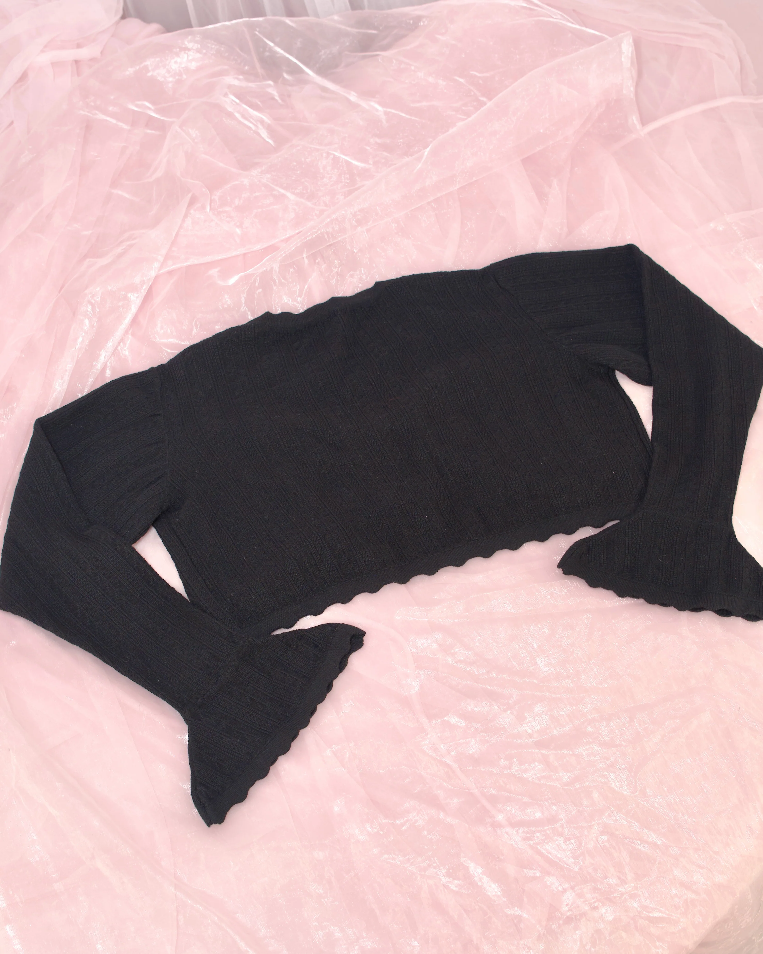 Rosalie Knit Cotton Bolero Cardigan - Black - Image 5