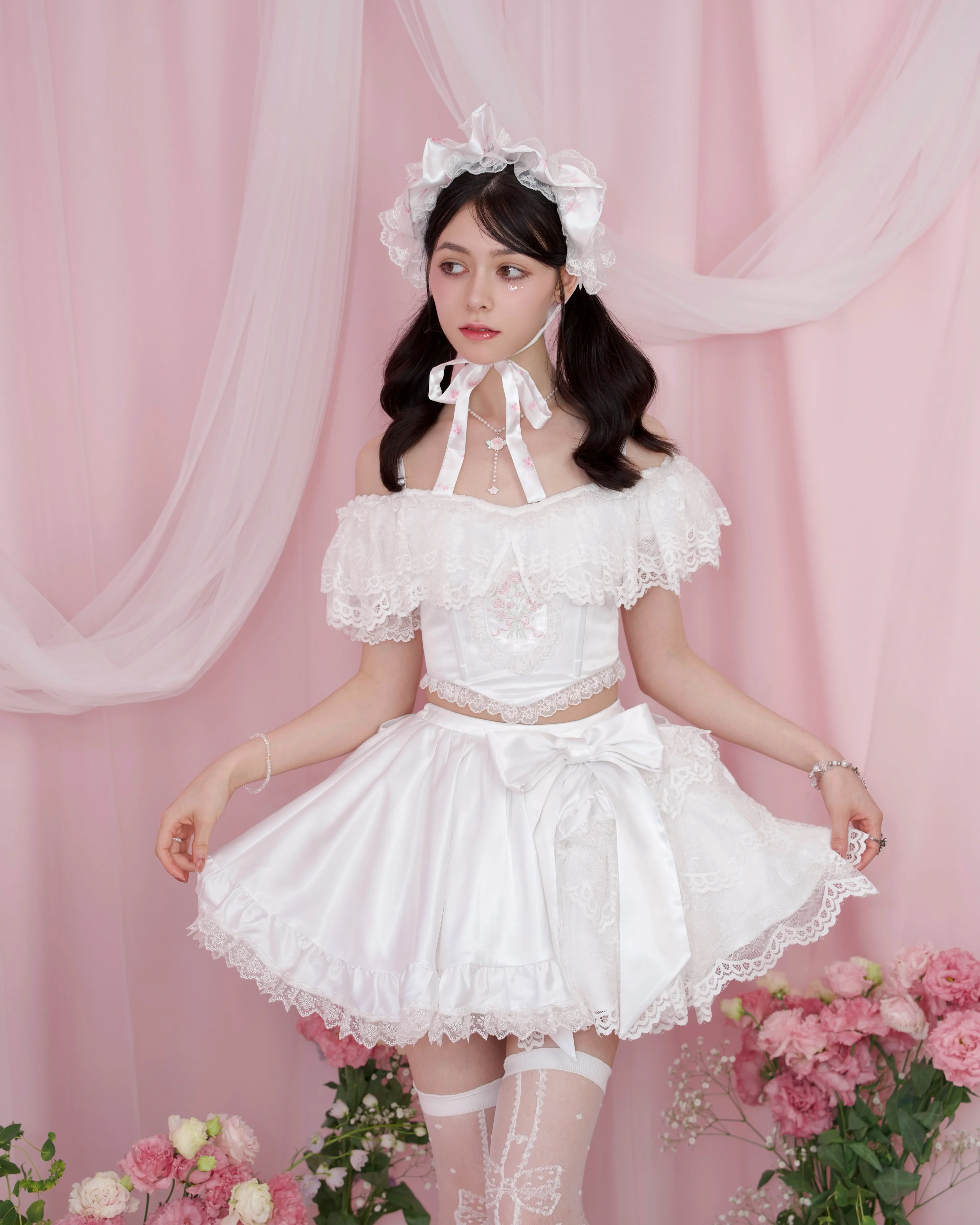 Rose Soirée Ball Gown Skirt - White // PREORDER - Image 4