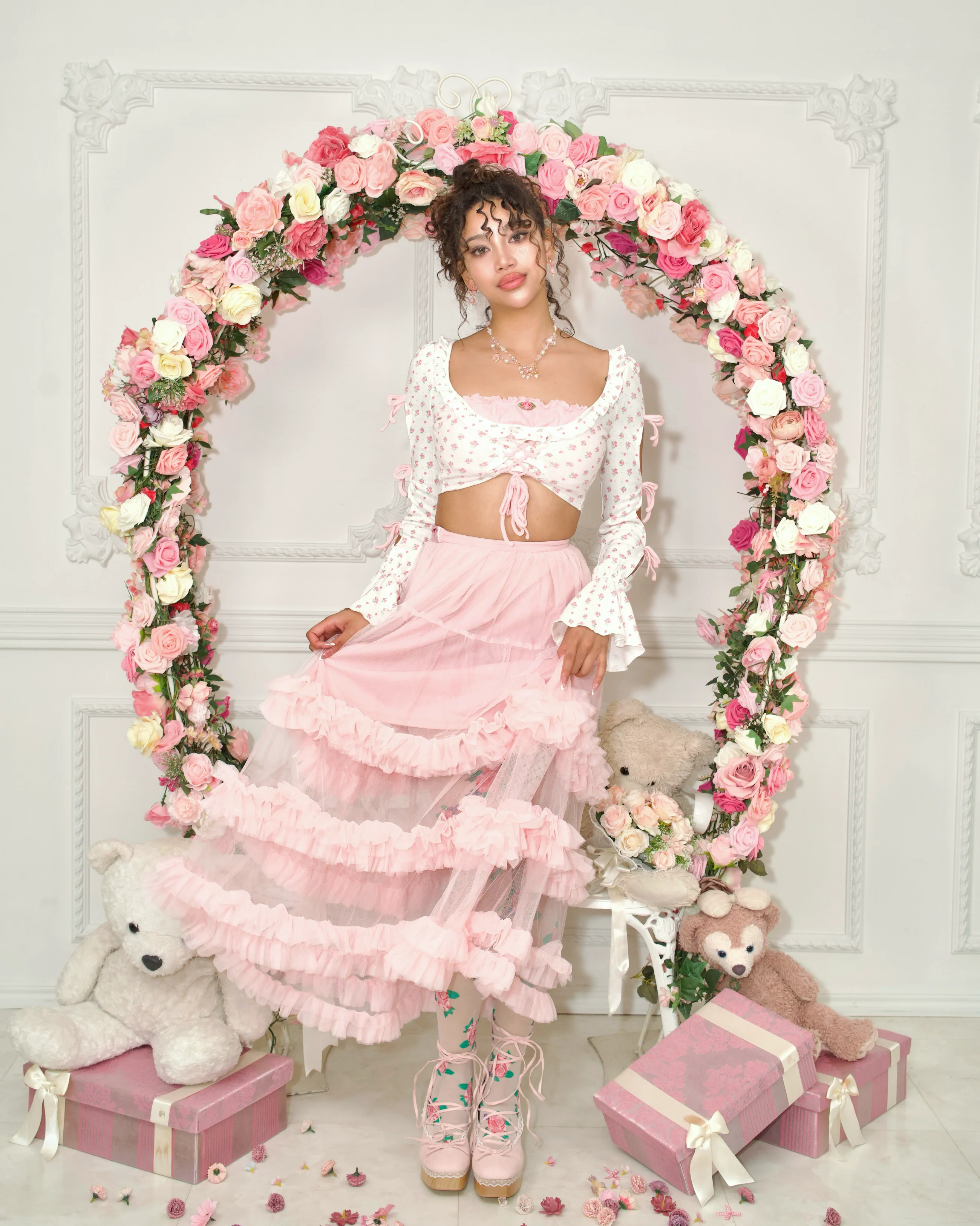 Rosy Twilight Long Tulle Skirt - Image 3