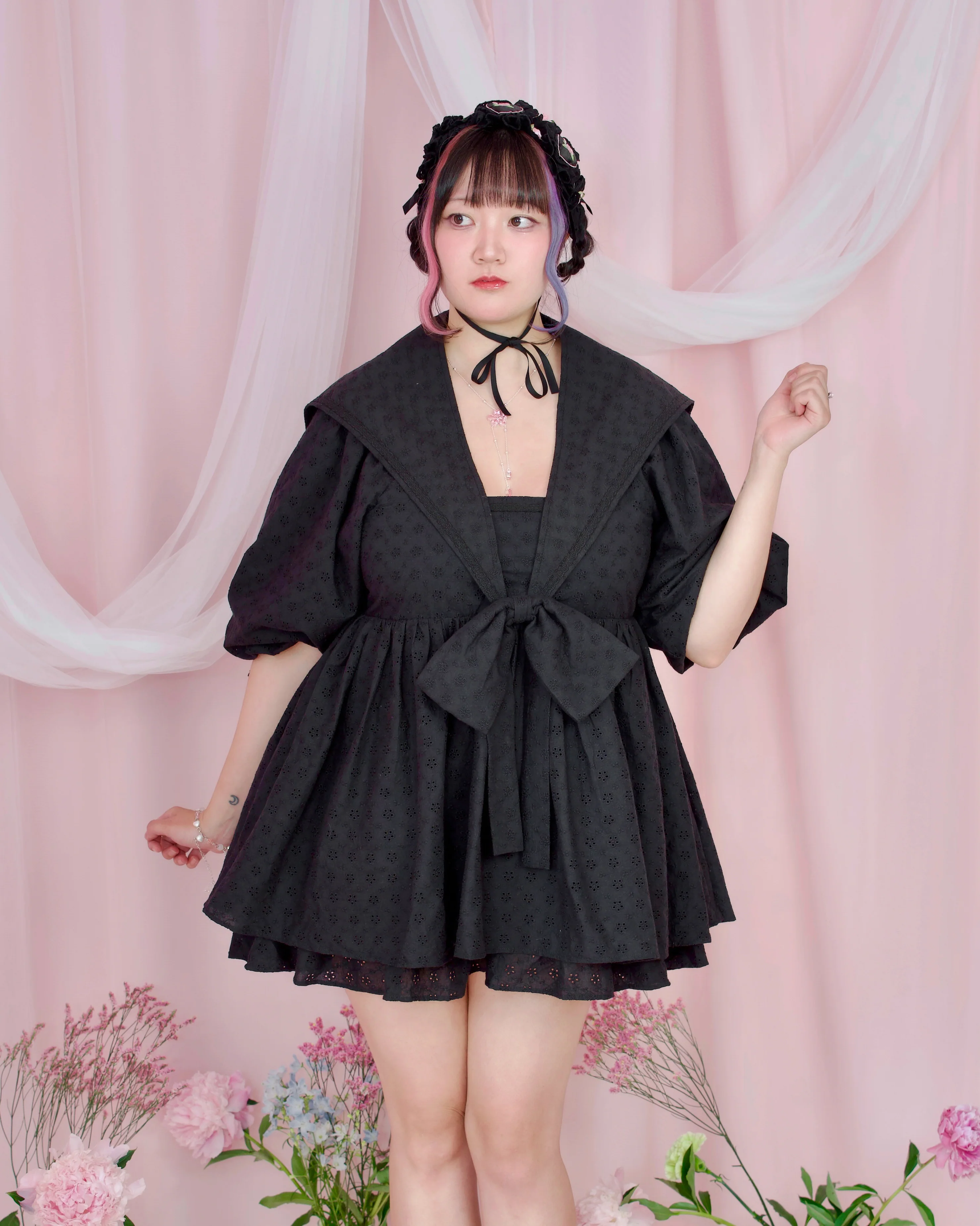Sweet Sailor Cotton Dress - Black // PREORDER - Image 2