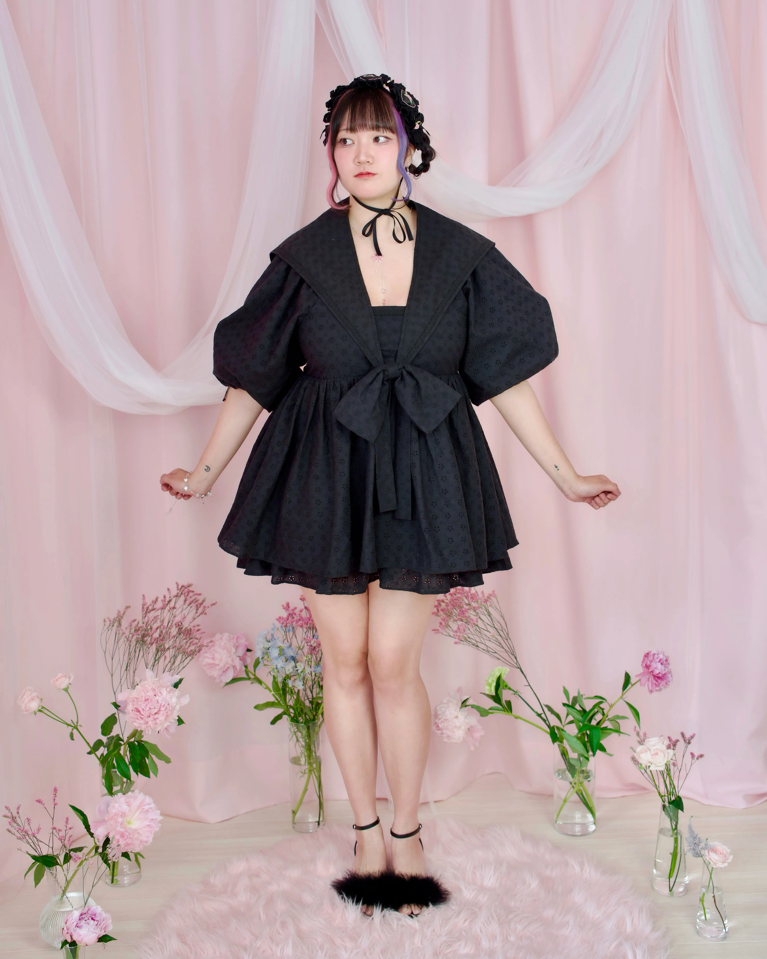 Sweet Sailor Cotton Dress - Black // PREORDER - Image 3