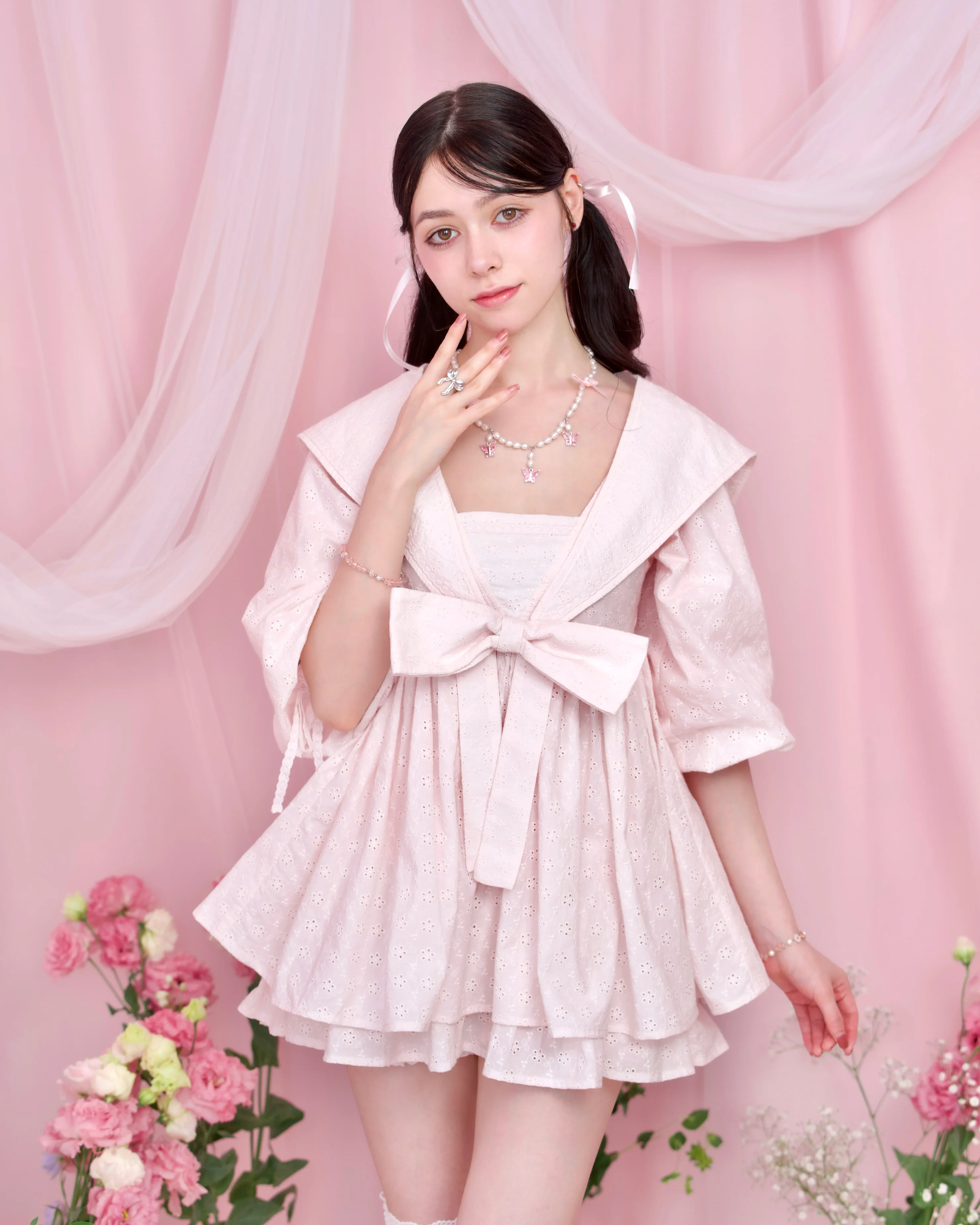 Sweet Sailor Cotton Dress - Pink // PREORDER