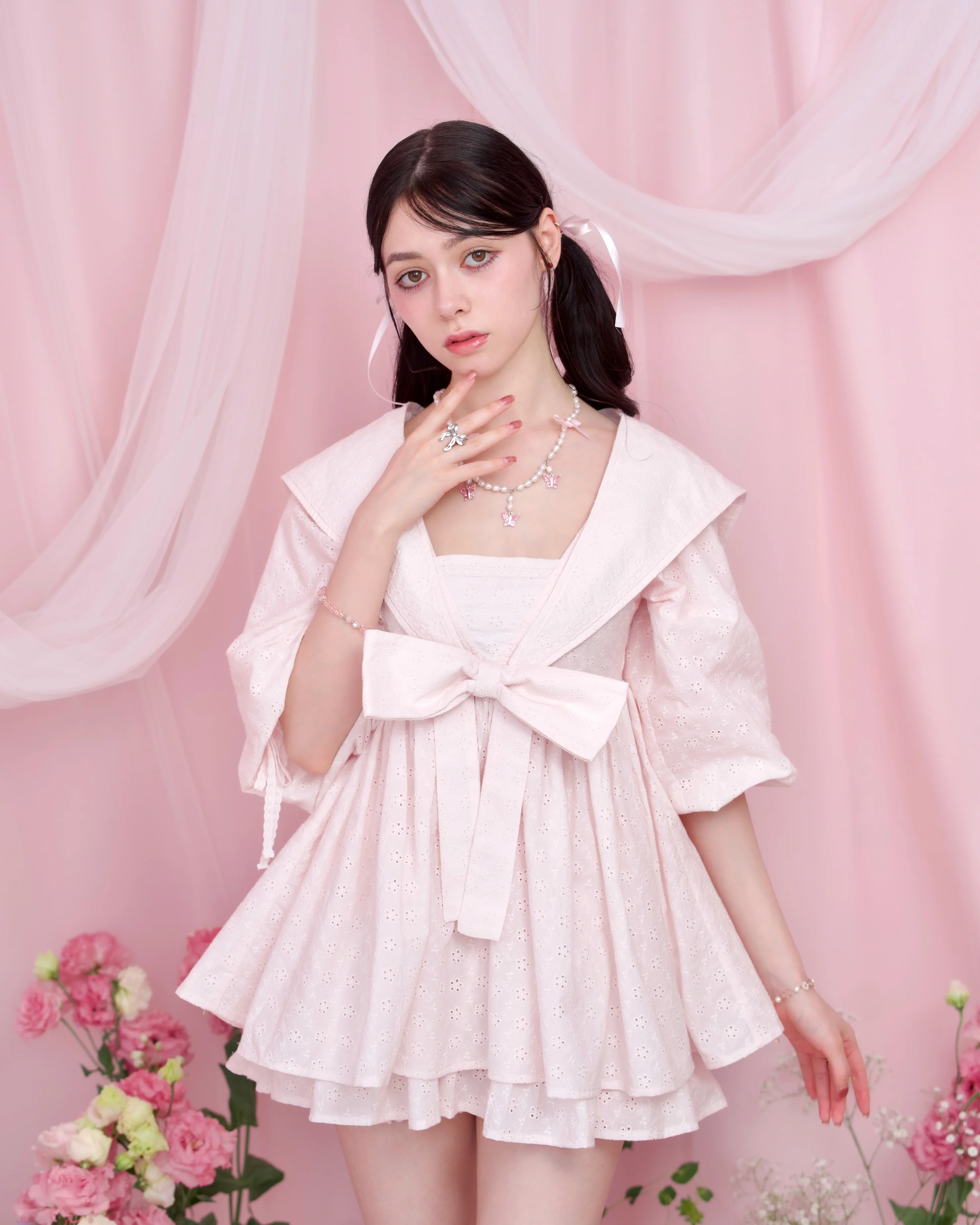 Sweet Sailor Cotton Dress - Pink // PREORDER - Image 2