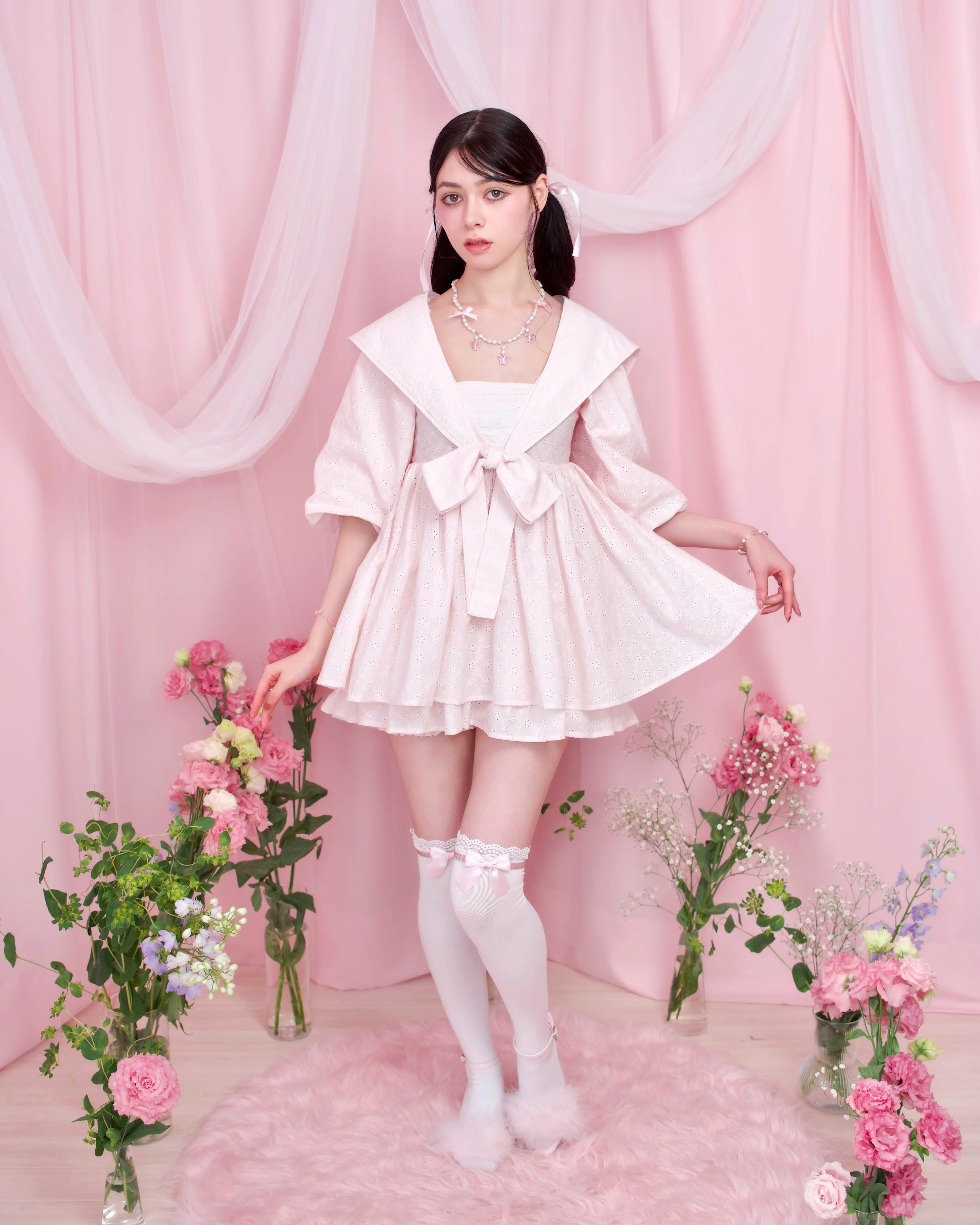 Sweet Sailor Cotton Dress - Pink // PREORDER - Image 4