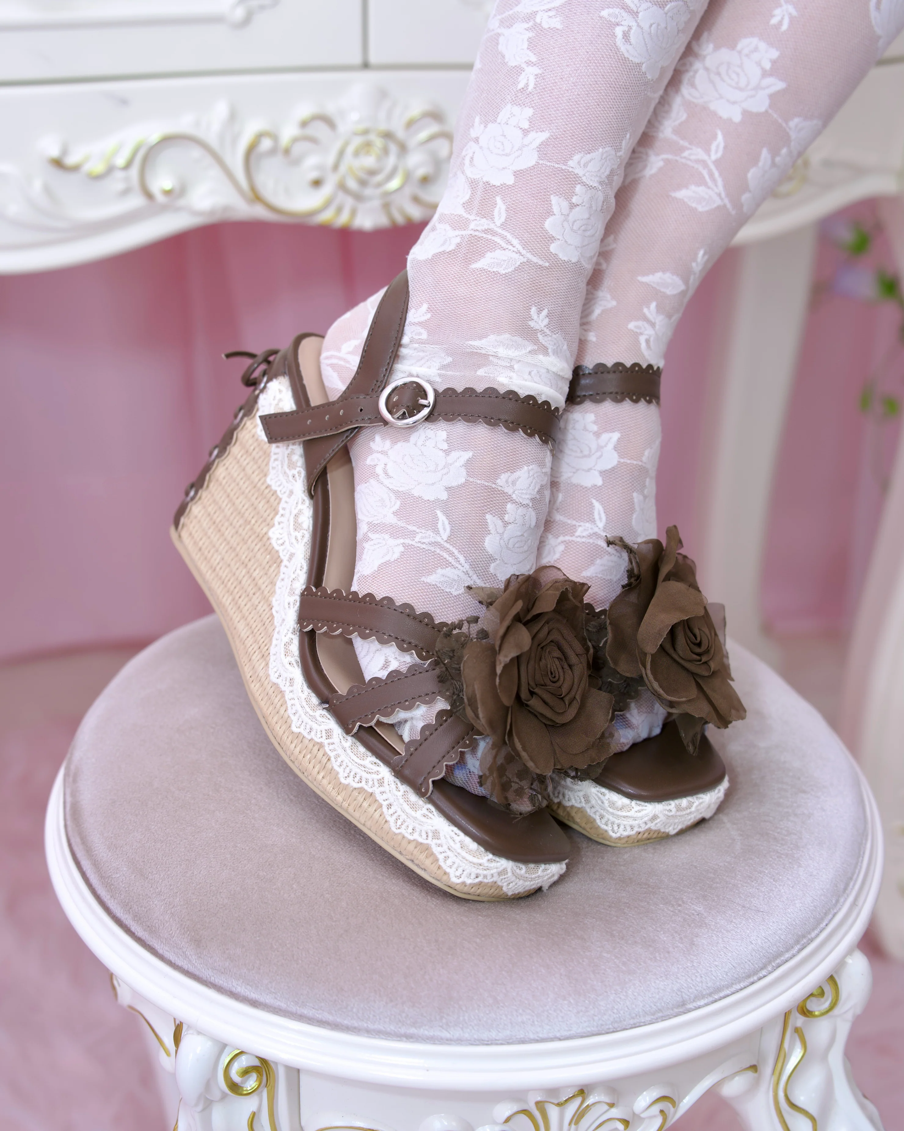 Summer Hime Wedge Sandals - Brown // PREORDER - Image 2