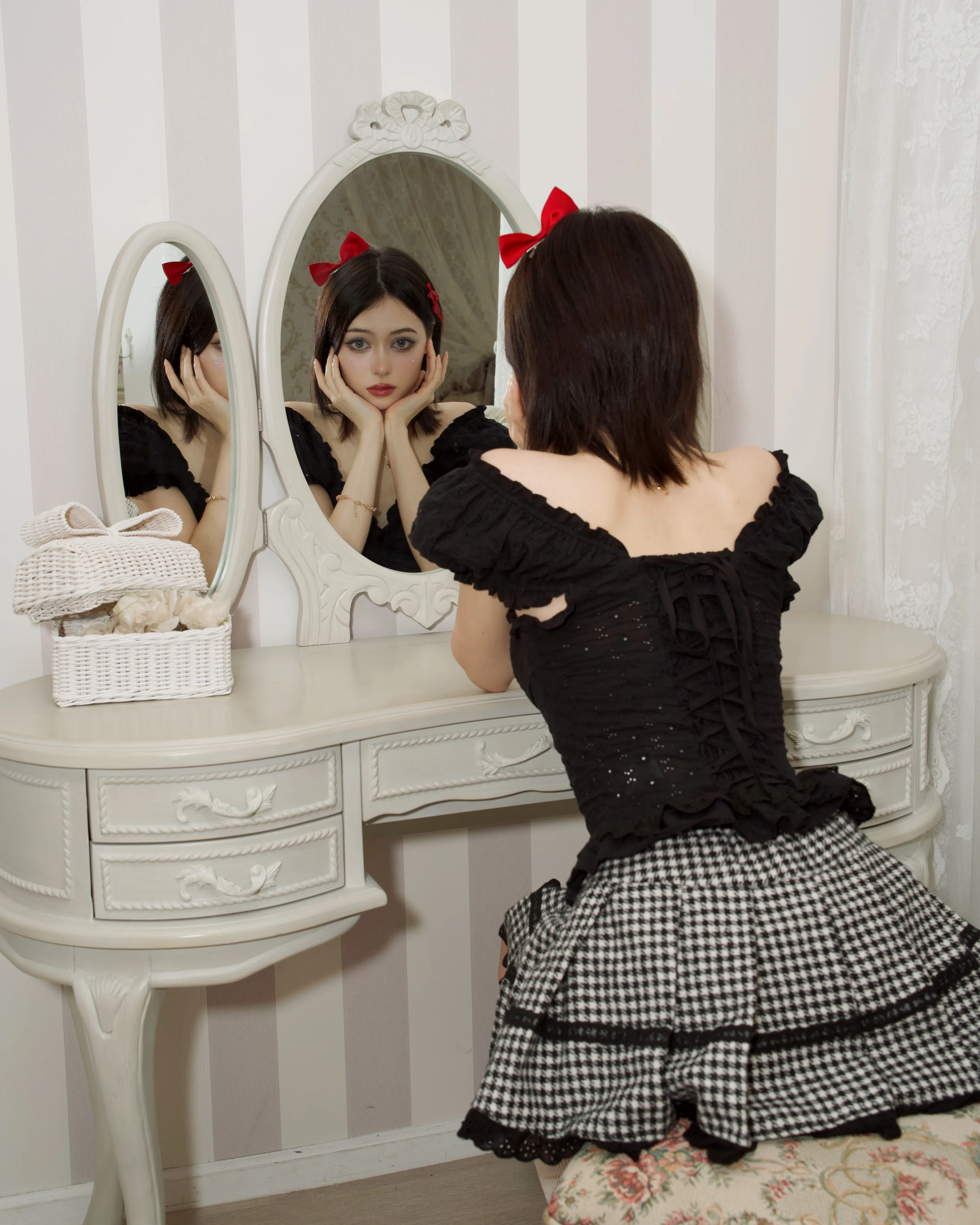 Shojo Girl Cotton Blouse Black - Image 3