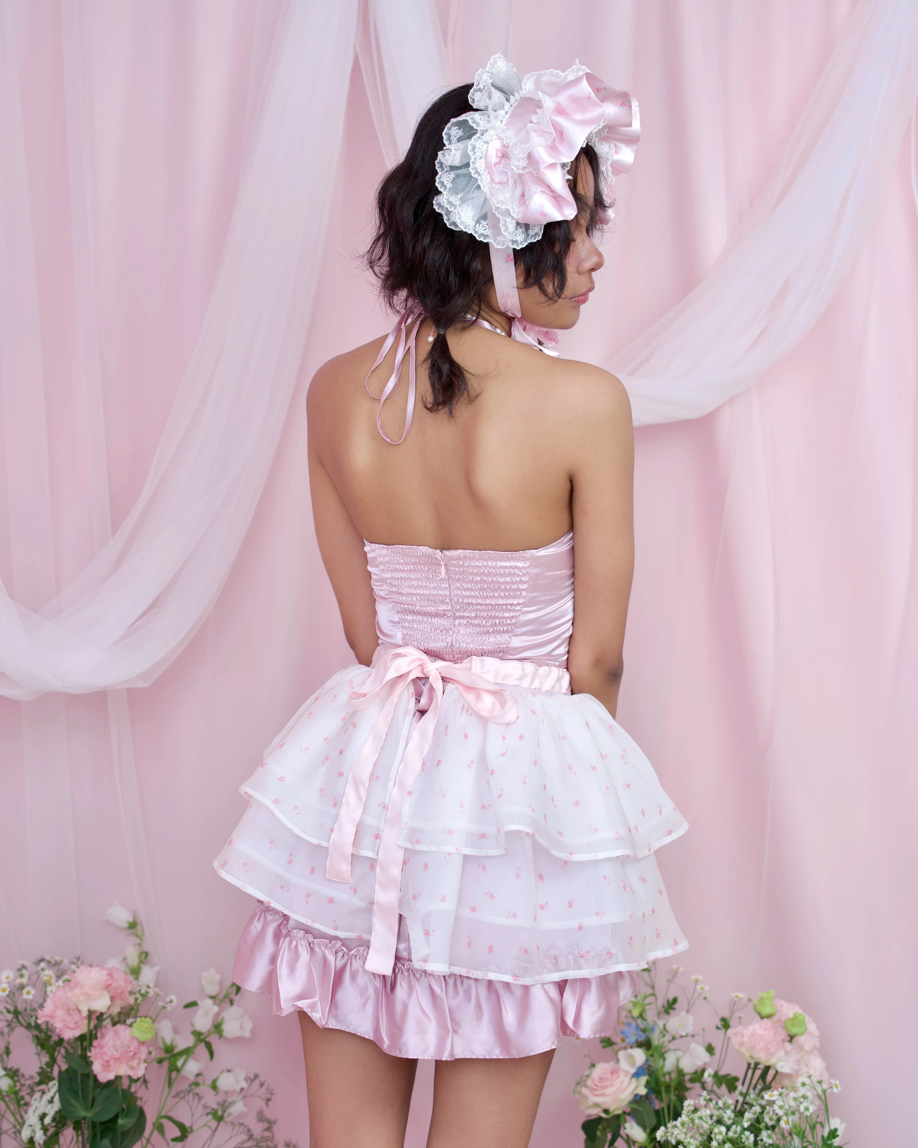 Soft Flutter Outer Tulle Apron Skirt - Pink - Image 7