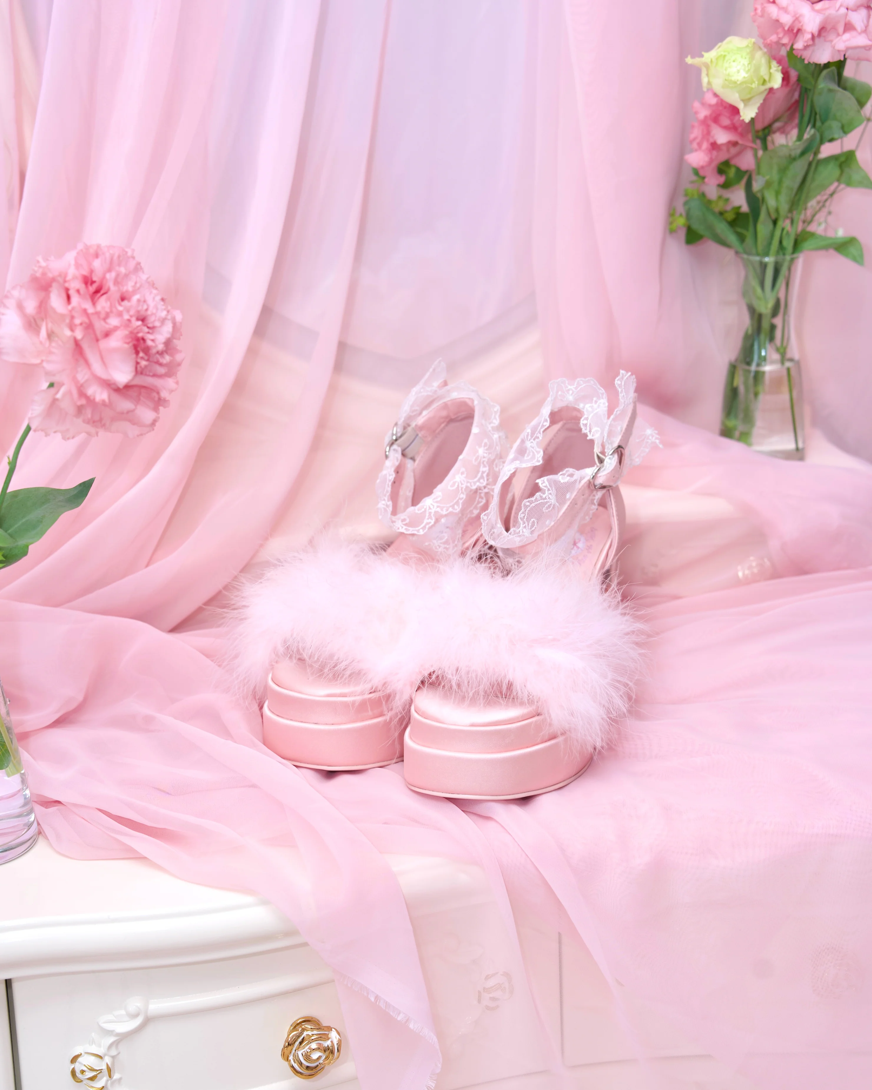 Strawberry Milk Fluffy Platform Heels - Pink // PREORDER - Image 5