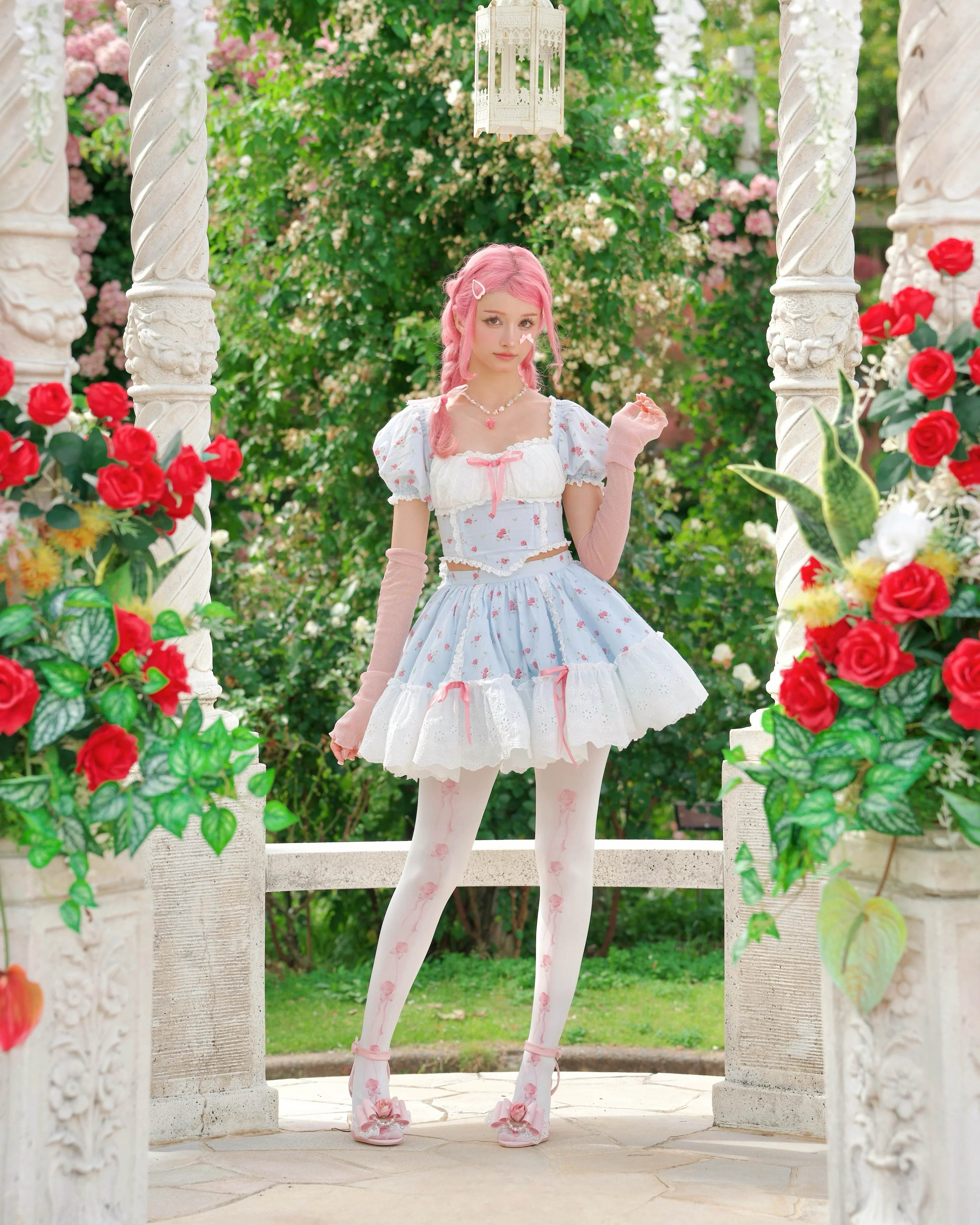 Summer Belle Set Skirt Blue Floral