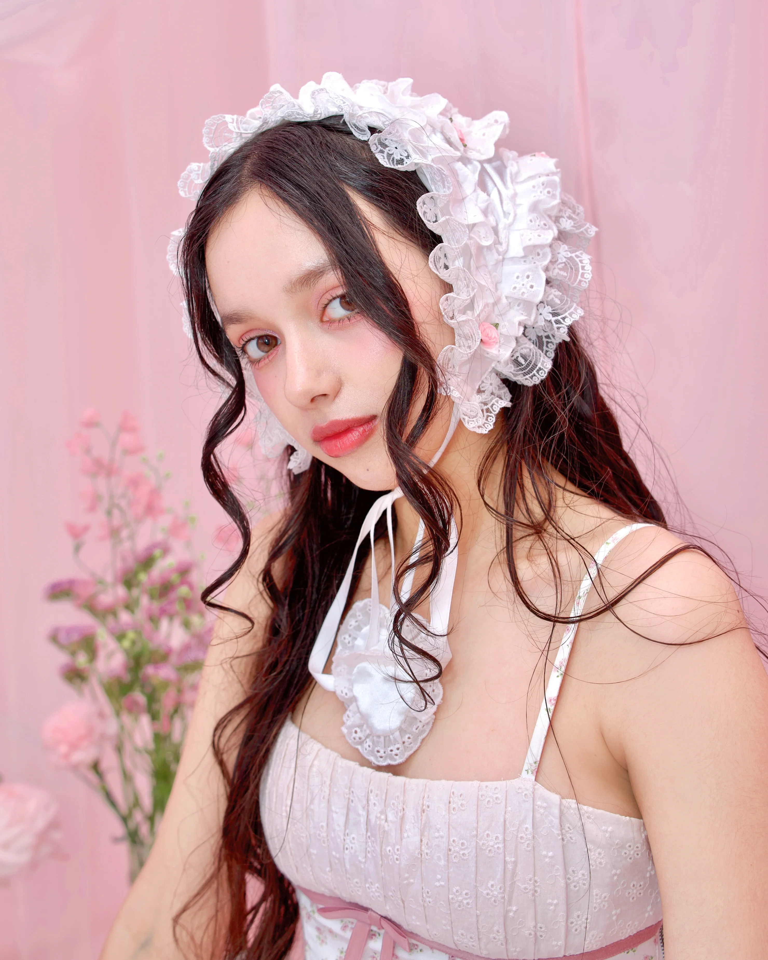 Cherie Lace Head Scarf - White // PREORDER