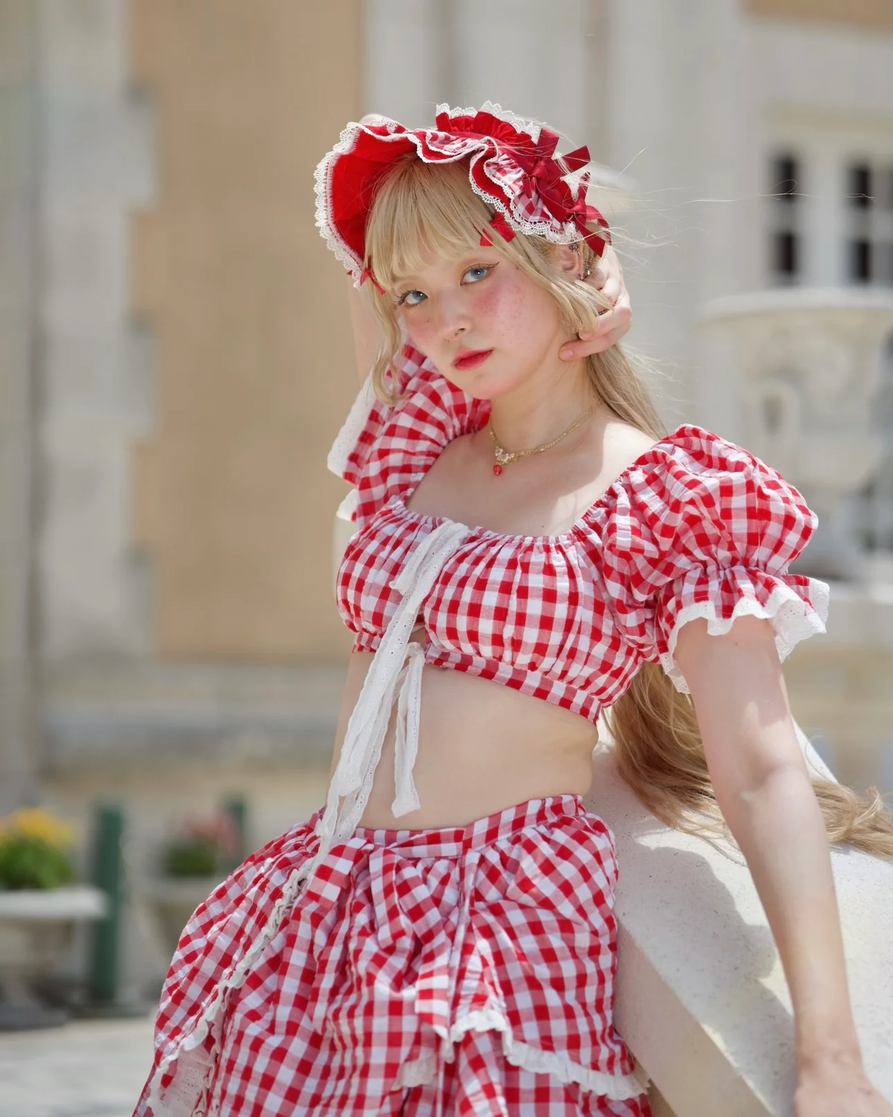 Sweet Serenity Picnic Set Top // Red Gingham